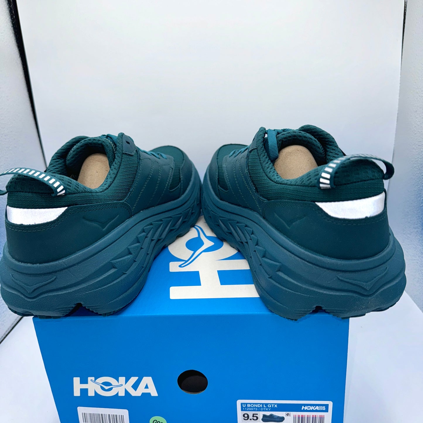 Hoka Bondi L Leather GTX GoreTex U Unisex , Deep Teal Kayak Blue Cushioned Shoes