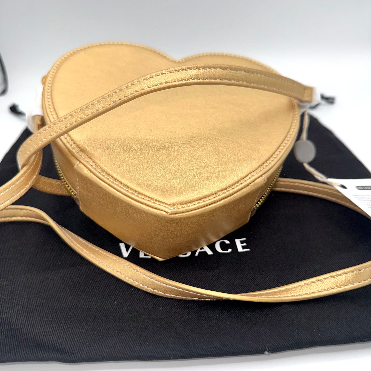 Versace Heart Medusa Plaque Crossbody Bag Gold Leather Kids