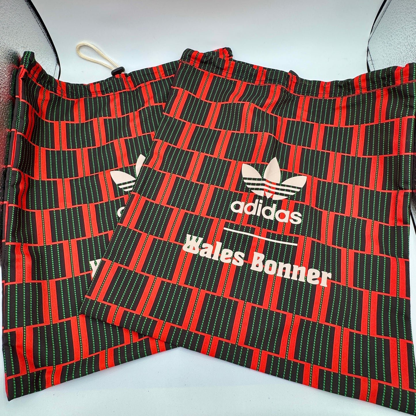 (2) Wales Bonner x Adidas Footwear Dustbags Samba Collab in Multi Red Pattern , Brand New Unused