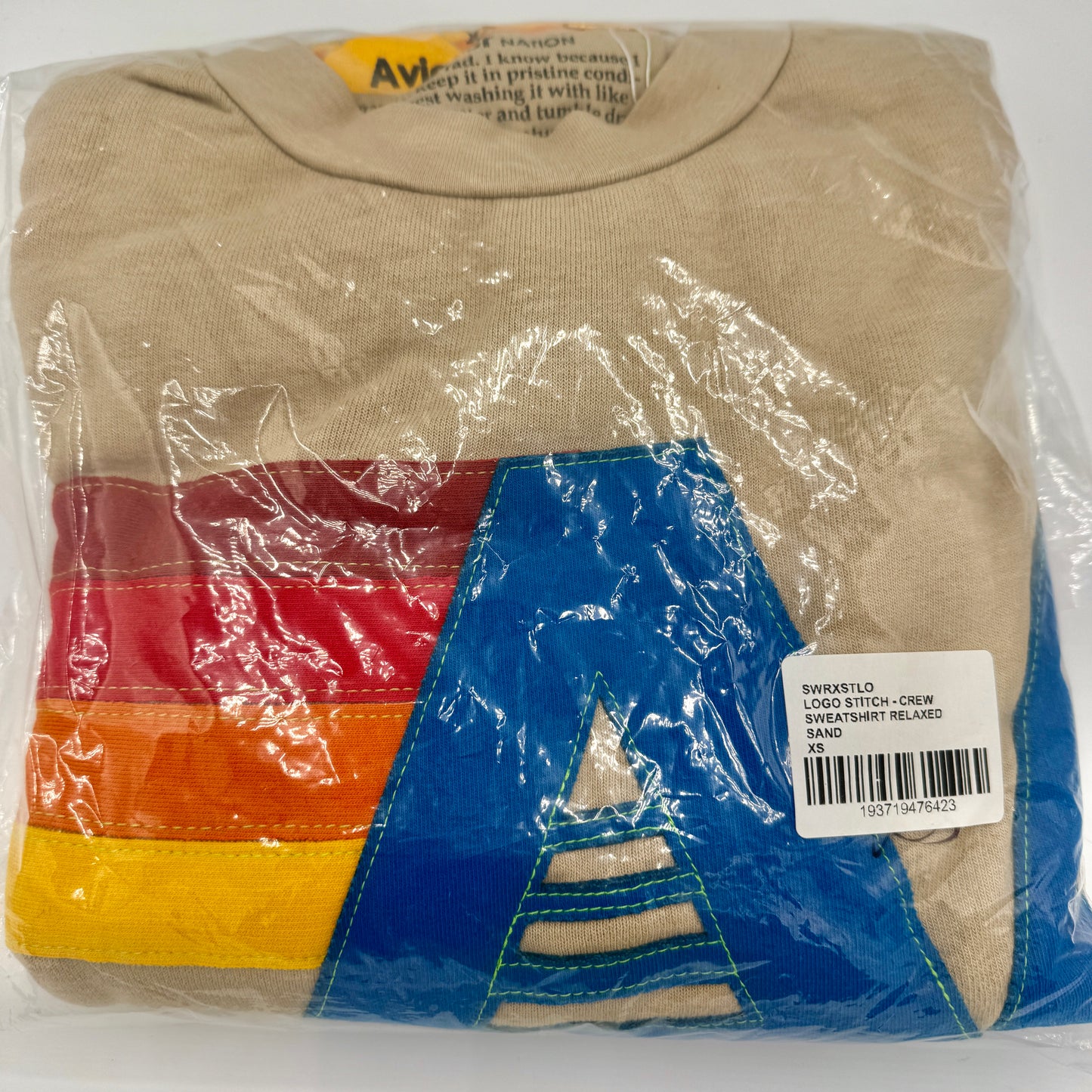 Aviator Nation Beige Crewneck Sweatshirt Embroidered Stitched Logo