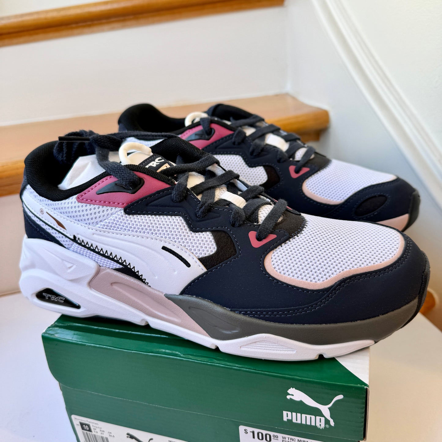 Puma TRC Mira Block Athletic Shoes Navy Blue / Pink Womens Sneakers