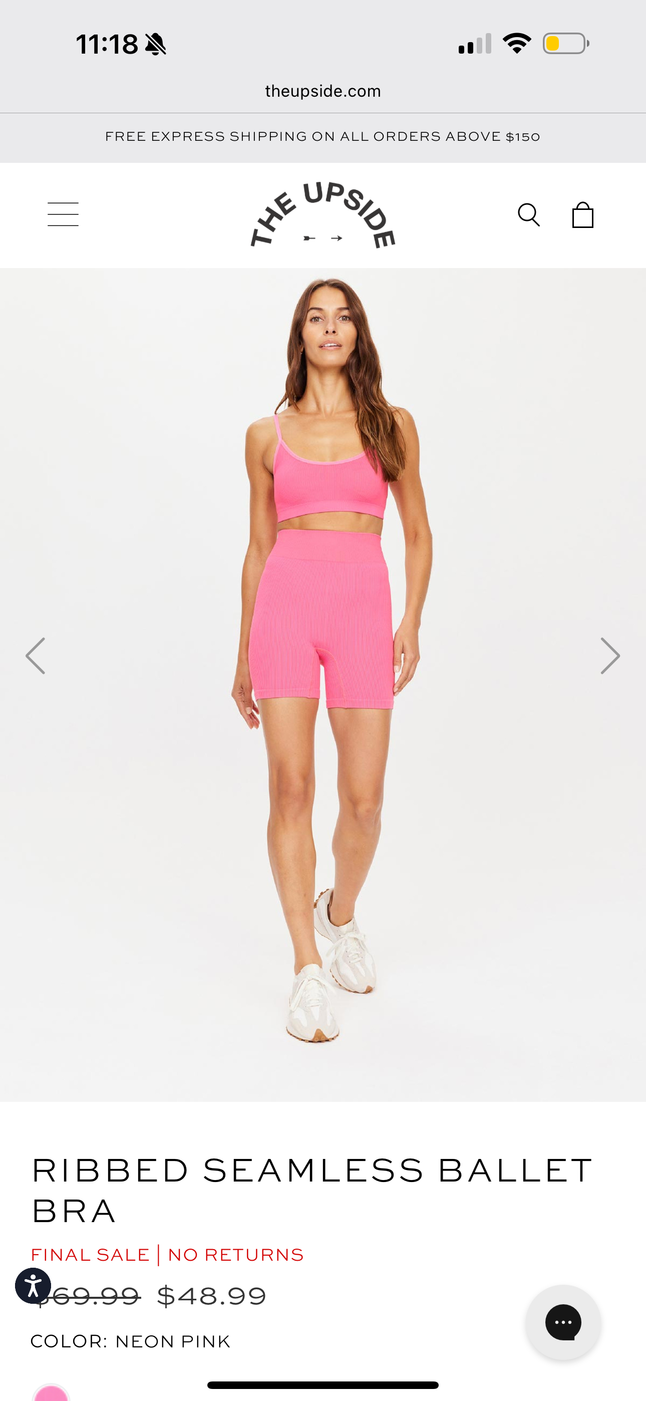 The Upside Ribbed Seamless Ballet Bra in Pink