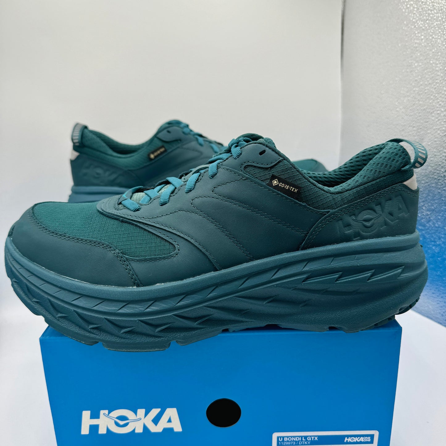 Hoka Bondi L Leather GTX GoreTex U Unisex , Deep Teal Kayak Blue Cushioned Shoes