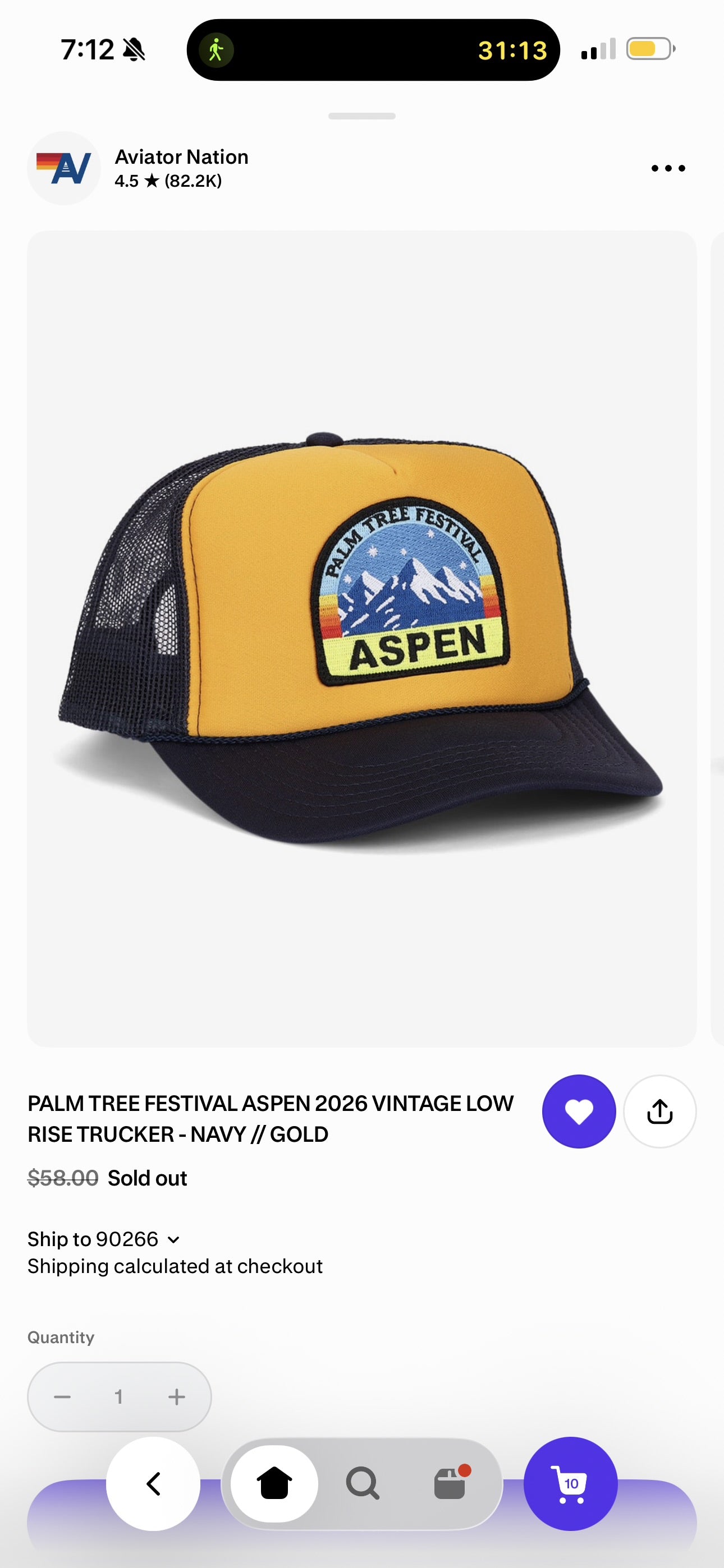Aviator Nation Aspen Palm Tree Festival Trucker Hat - Navy / Gold
