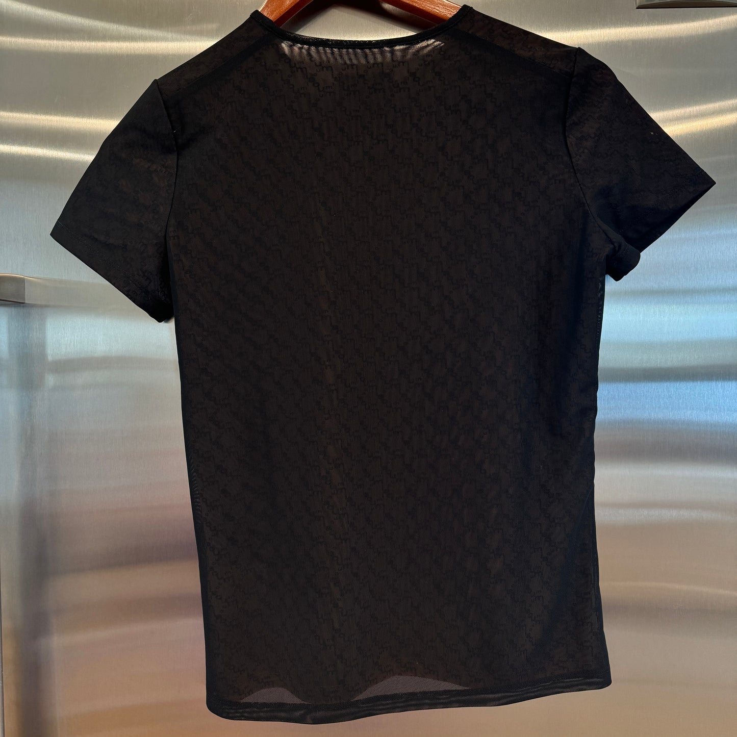 Miaou Printed Mini Tee in Dark Logo Black Monogram Double Layered Top