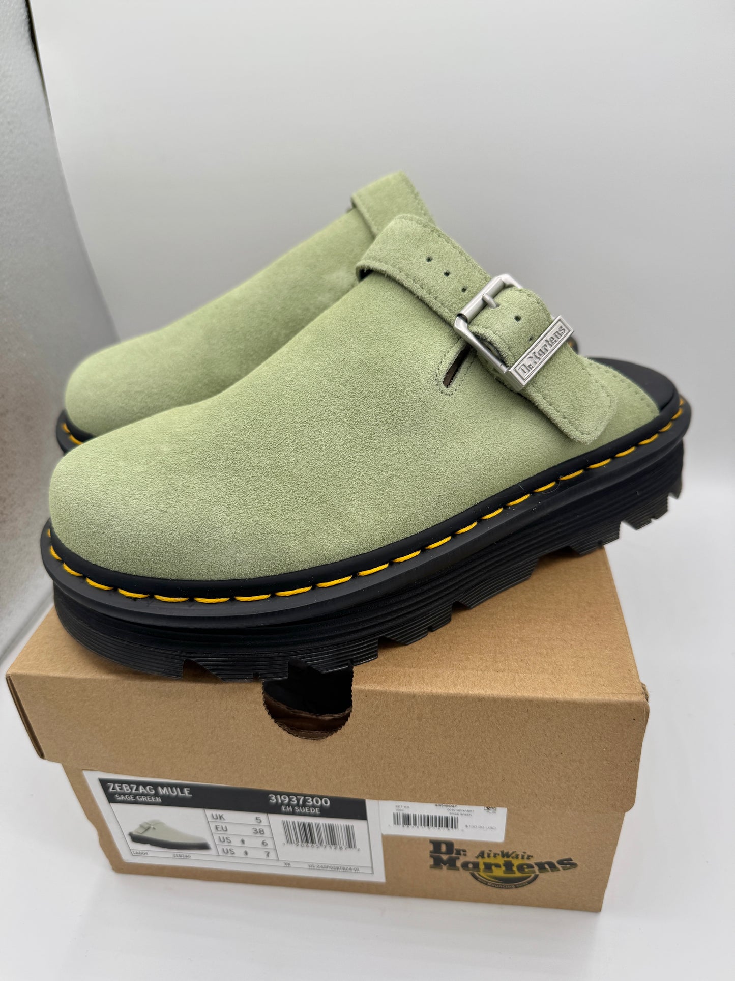 Dr Martens Zebzag Mule Unisex , Sage Green