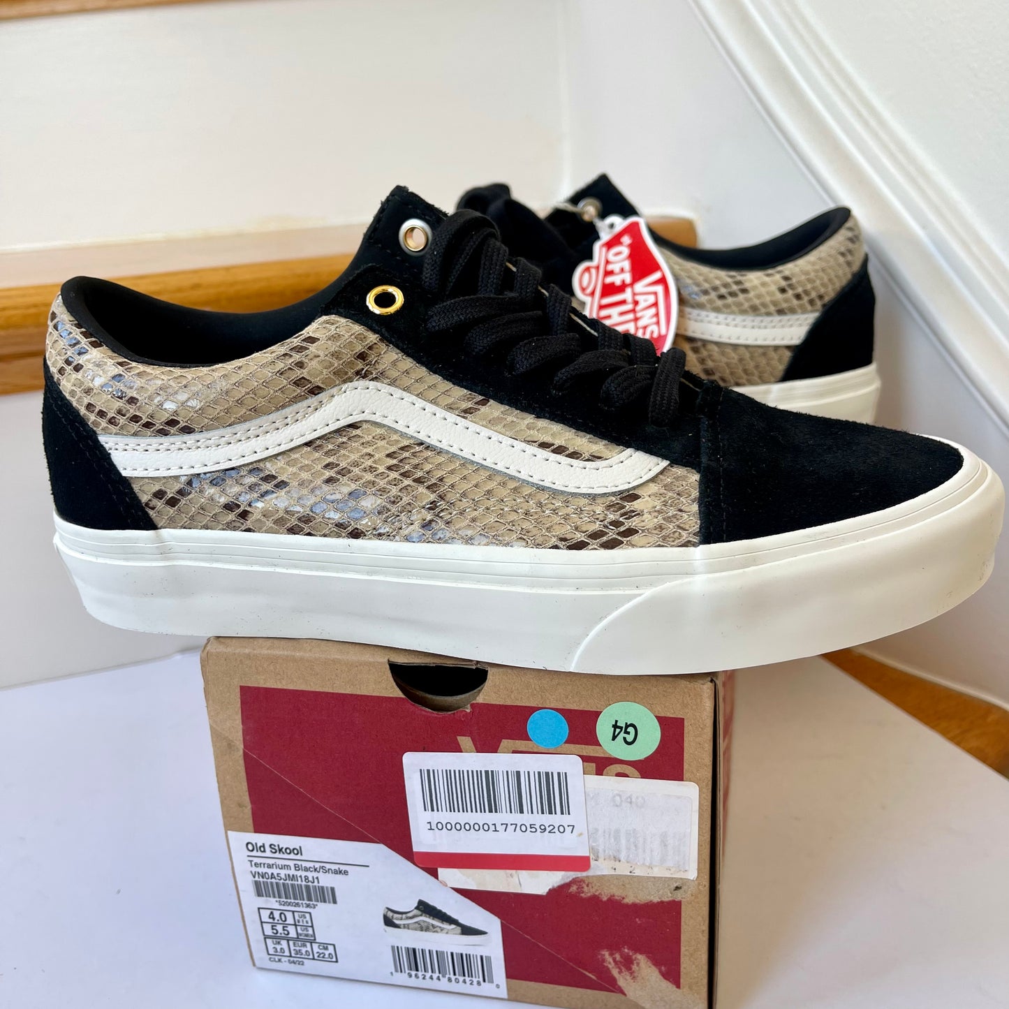 Vans Old Skool Black Suede sneakers with snake skin leather low top shoes