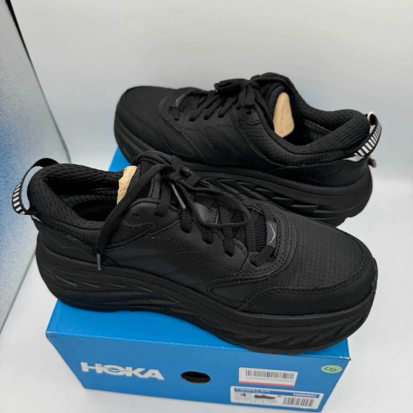 Hoka Bondi L Leather U Unisex GoreTex Black Cushioned Shoes BBLC Waterproof