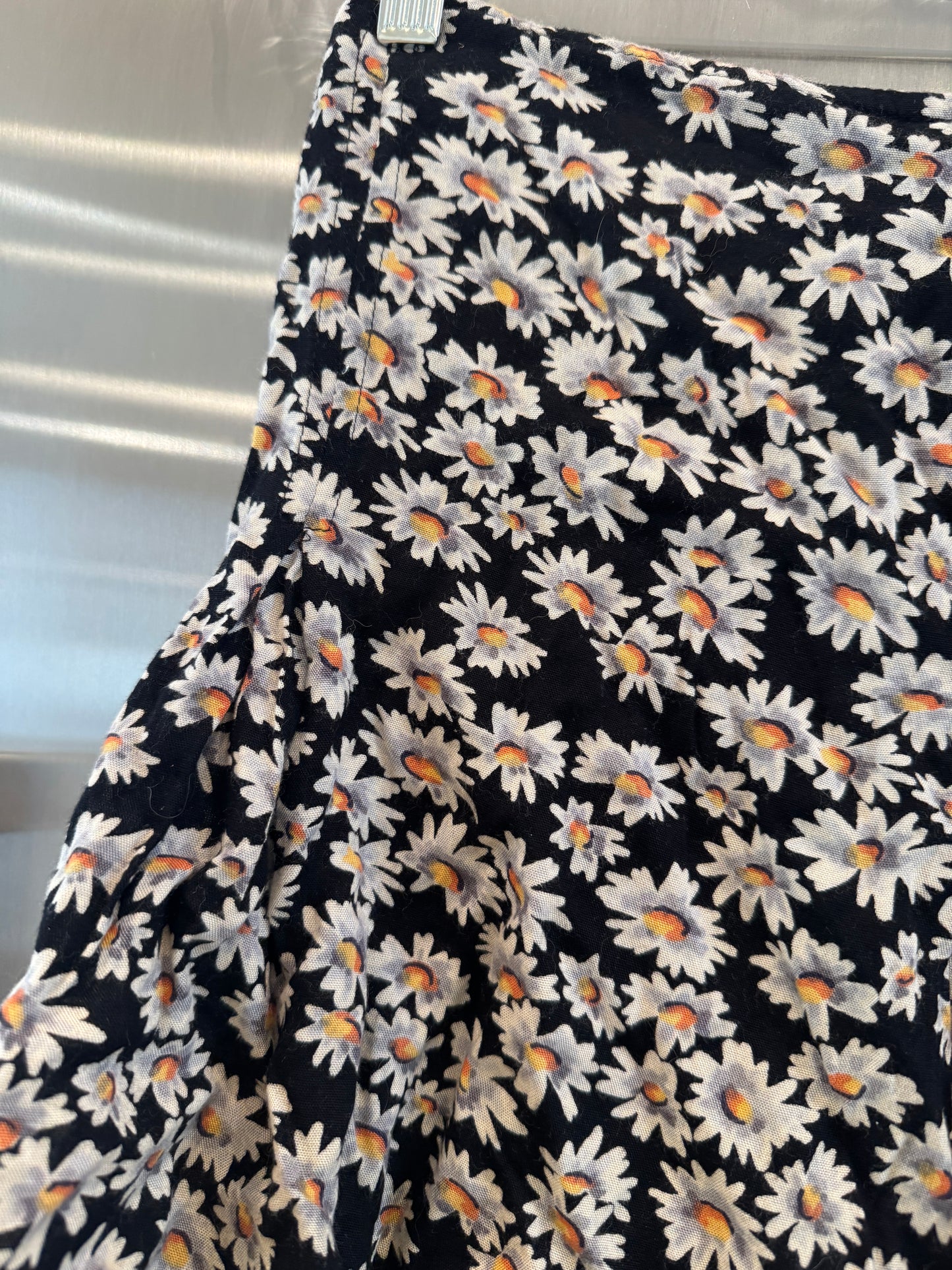 John Galt Mini Skirt in Black with white sunflowers * Pre-Owned * Brandy Melville Deadstock