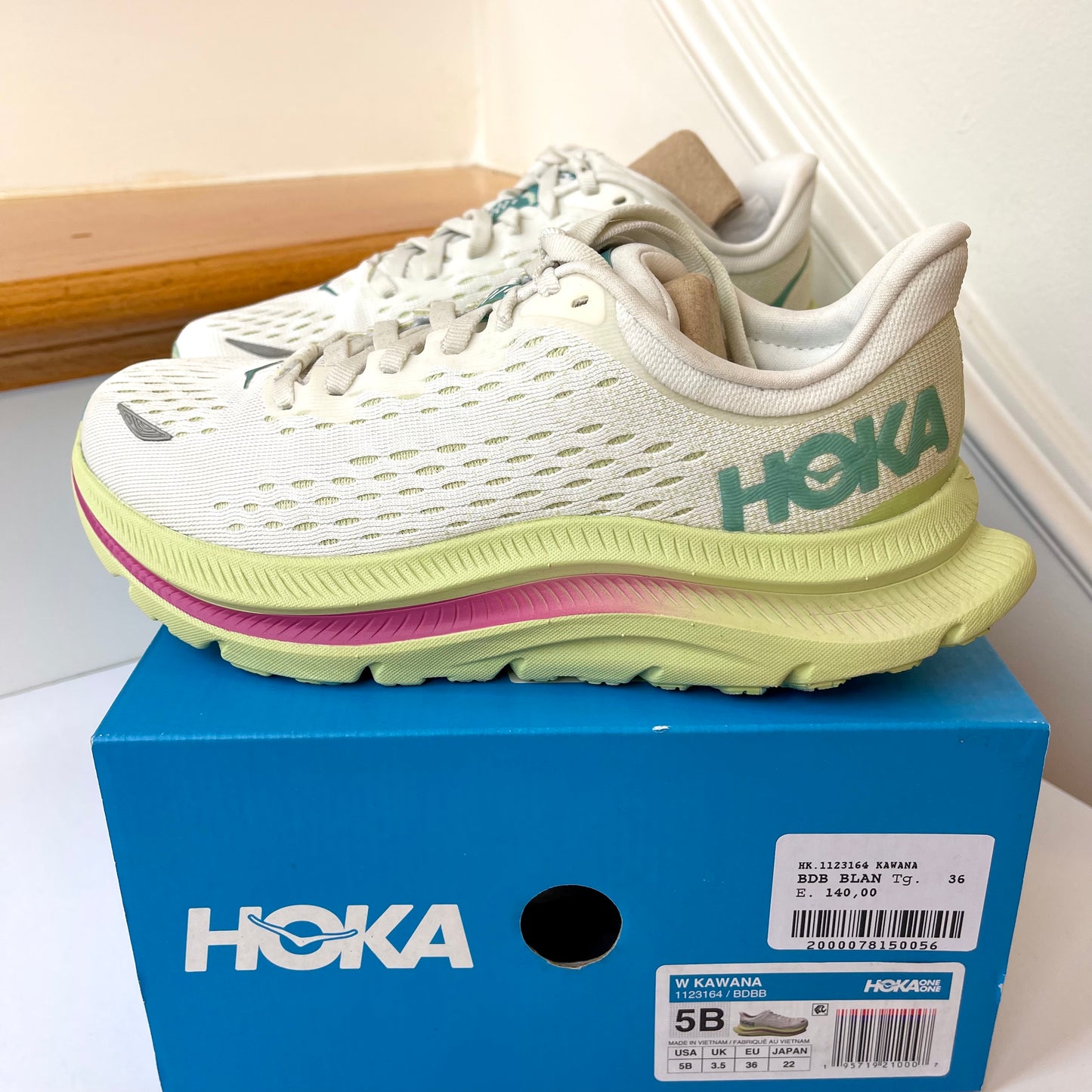 Hoka Kawana Womens Running Shoes in Blanc de Blanc / Butterfly — RARE