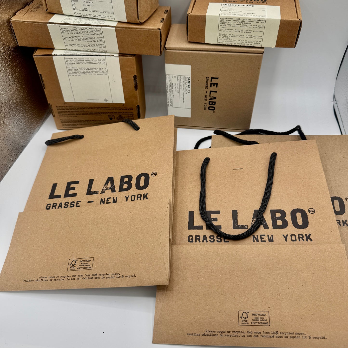 Bundle Le Labo Boxes and Gift Bags , Excellent Condition 9 Items Total
