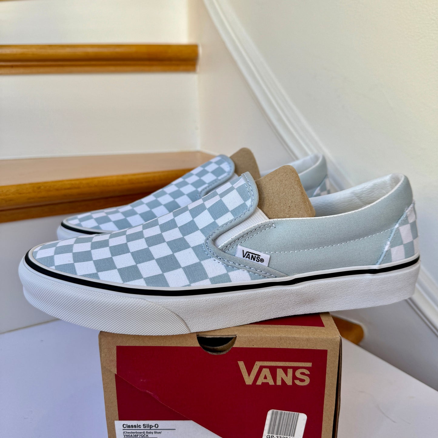 Vans Slip-On Classic Skate Shoes Checkerboard Baby Blue Shoes Classic Unisex