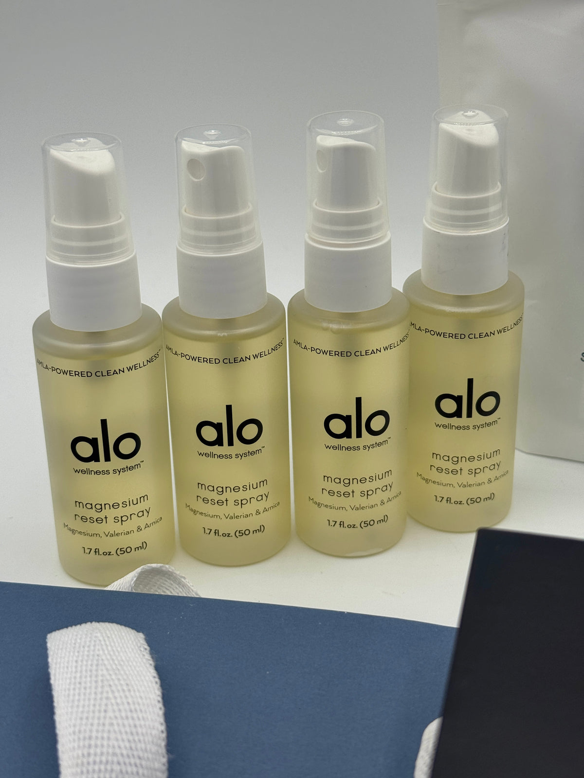 Alo Wellness BUNDLE (4) Magnesium Sprays, (2) Gift Bags, (1) Wellness Discovery Satchet Kit