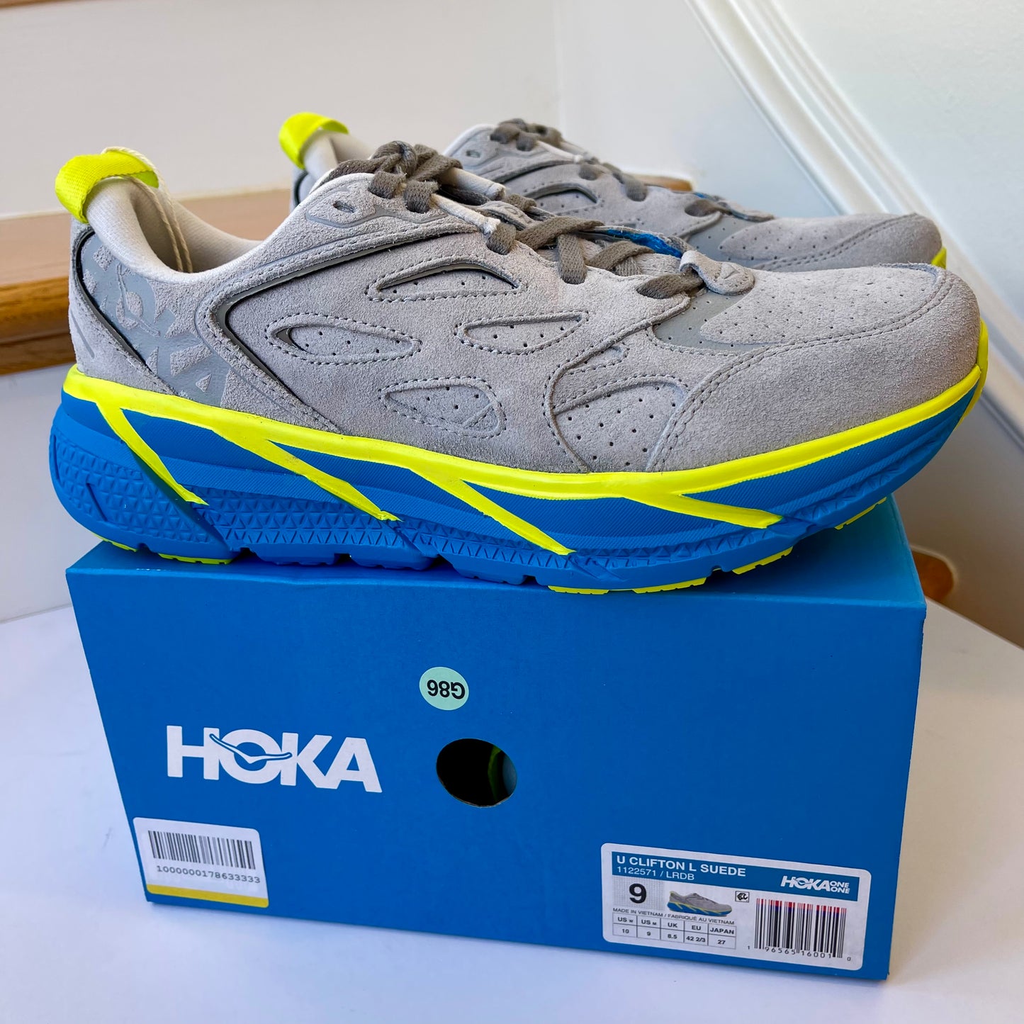 Hoka Clifton L Suede in Lunar Rock / Diva Blue UNISEX Shoes Leather