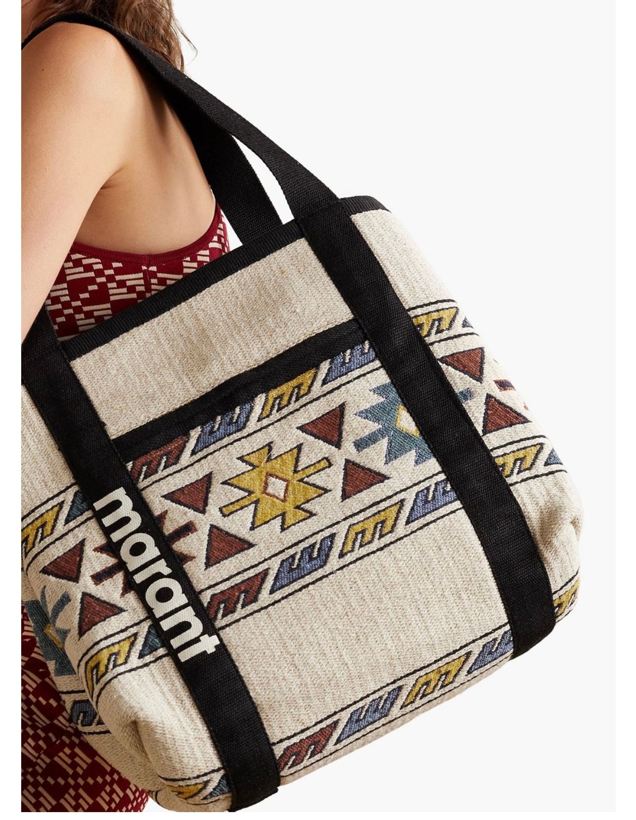 Isabel Marant Darwen Tote Bag with Tribal Tapestry Jacquard and webbing trim