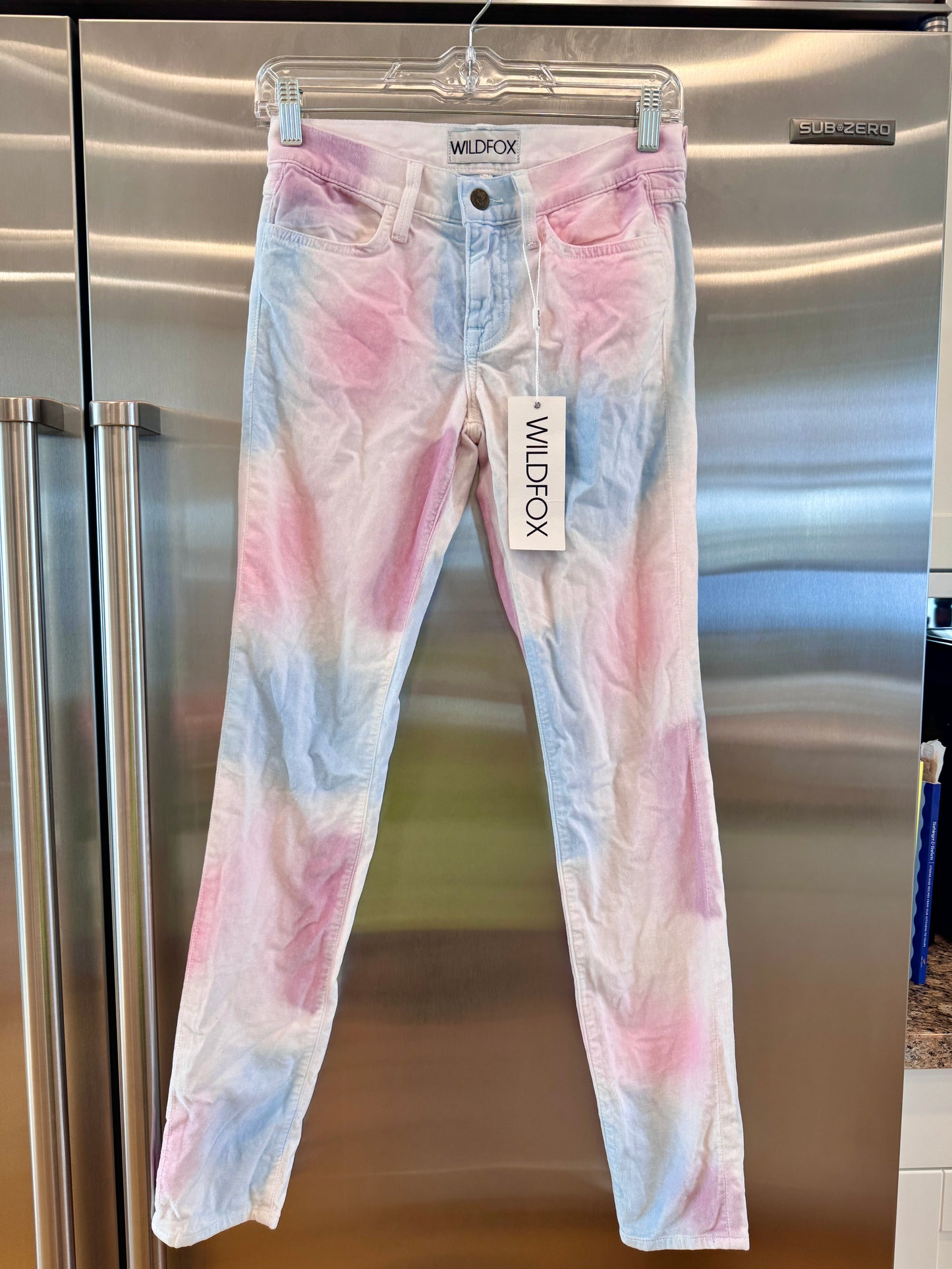 Wildfox Marianne Pant in Skinny Magic “In My Mind “ Pastel Multicolor Velvet