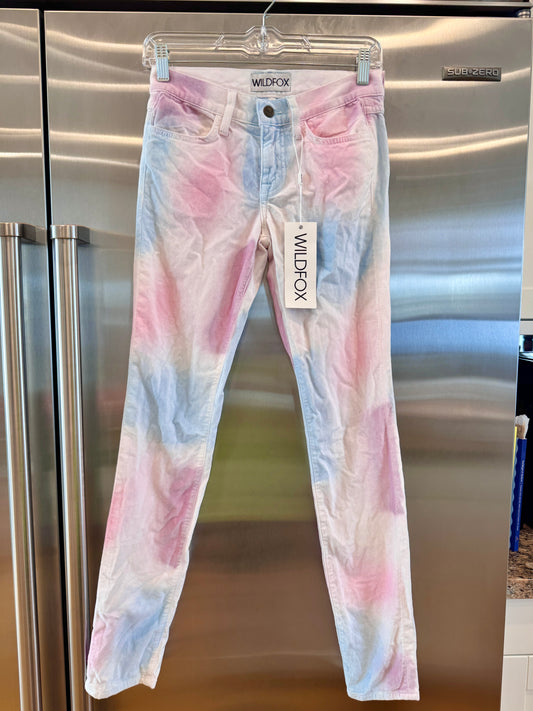 Wildfox Marianne Pant in Skinny Magic “In My Mind “ Pastel Multicolor Velvet