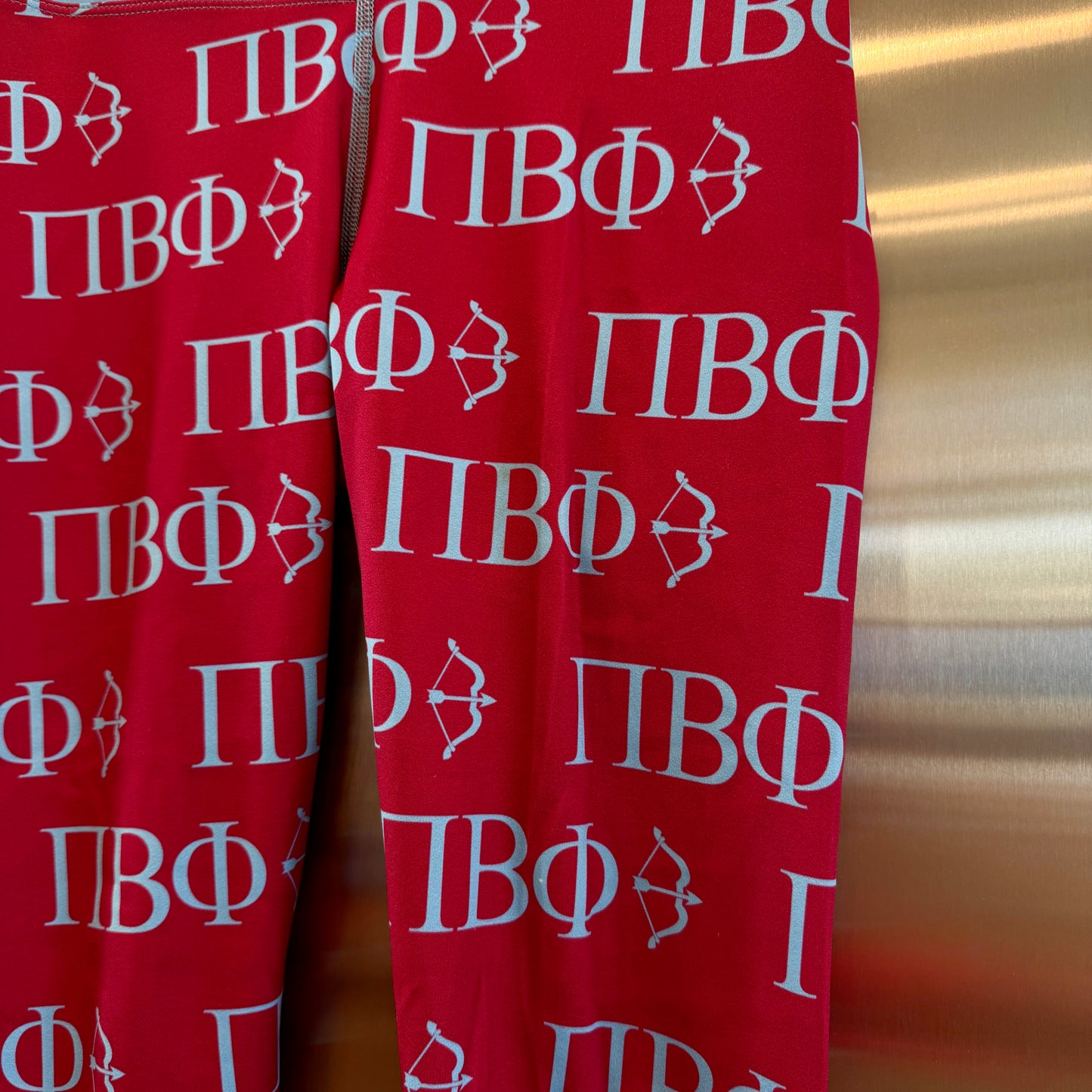 Pi Beta Phi Leggings Sorority Athletic Pants Wine Crimson / Silver Blue