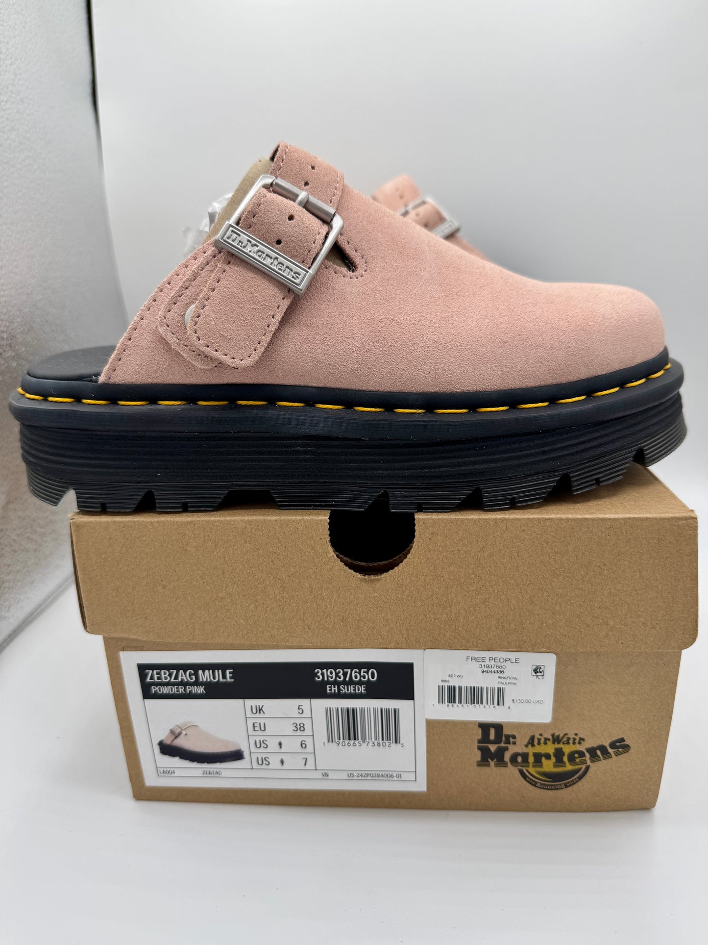 Dr Martin Zebzag Mule Unisex , Powder Pink