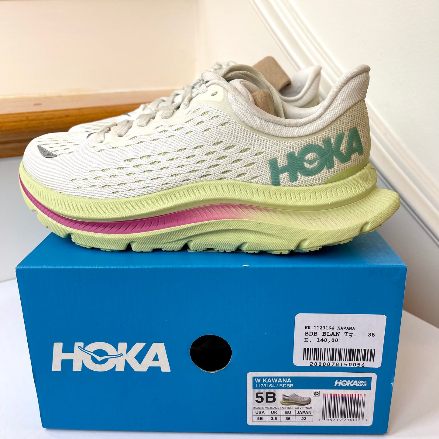 Hoka Kawana Womens Running Shoes in Blanc de Blanc / Butterfly — RARE