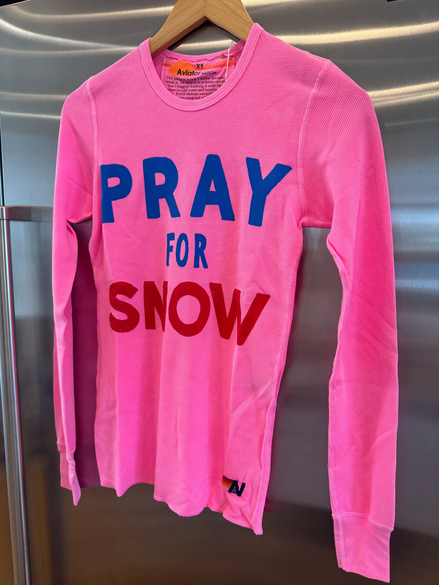 Aviator Nation Thermal Pray For Snow Shirt Neon Pink Unisex
