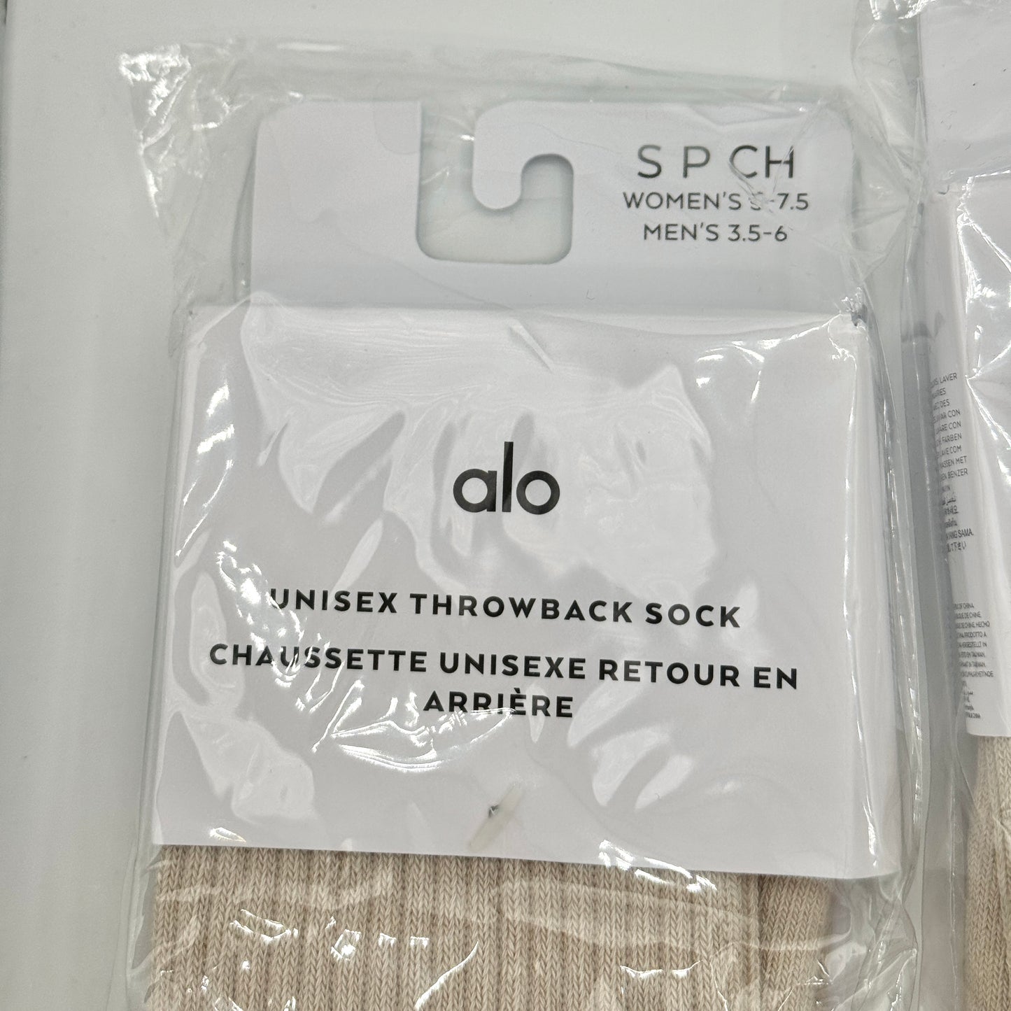 Alo Yoga (Bundle) Unisex Throwback Socks, 4x Pairs - Bone / White