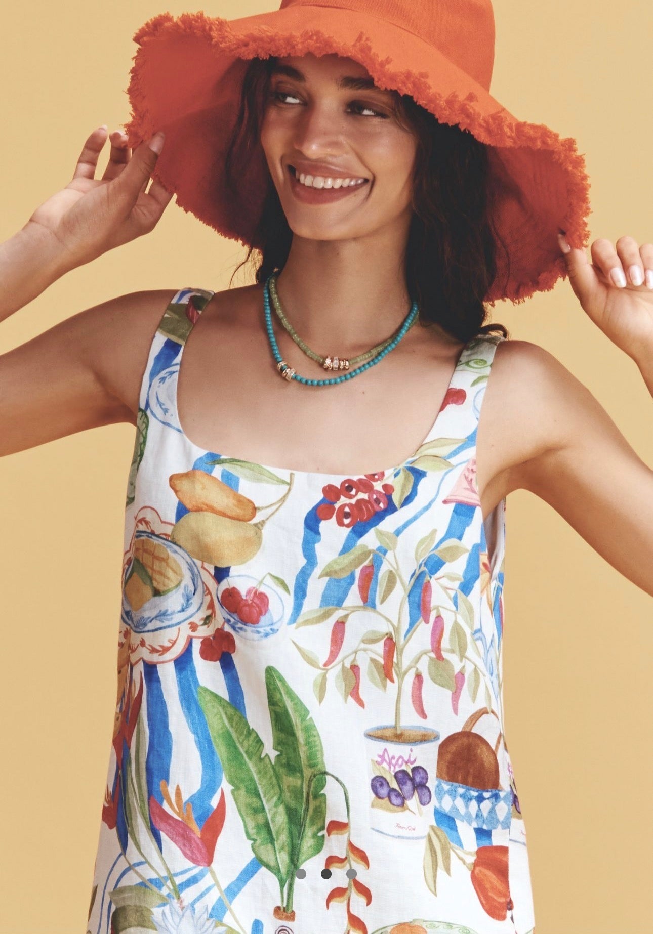 Farm Rio Linen Mini Dress in Fresh Table Multicolor
