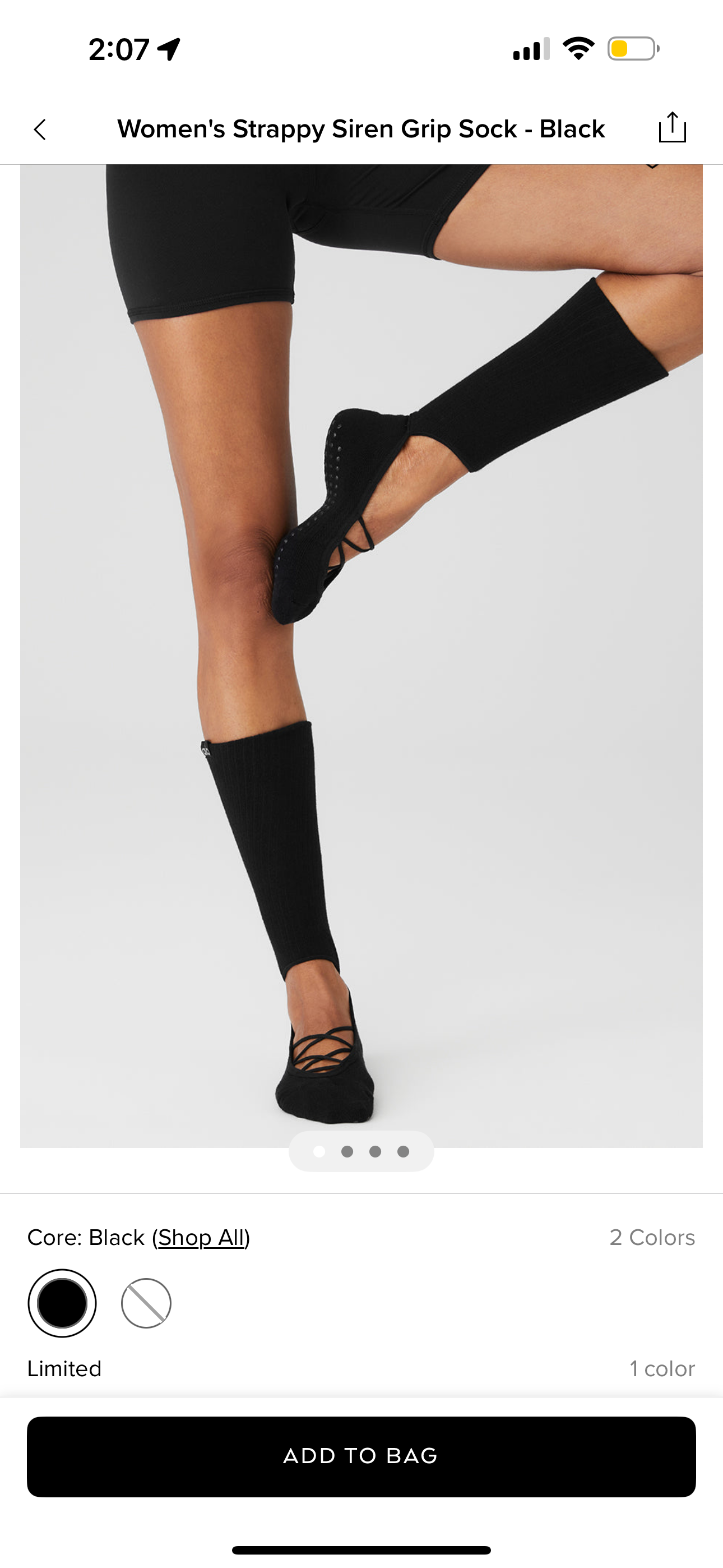 Alo Strappy Siren Grip Socks Black Ballet Barre Pilates Grips