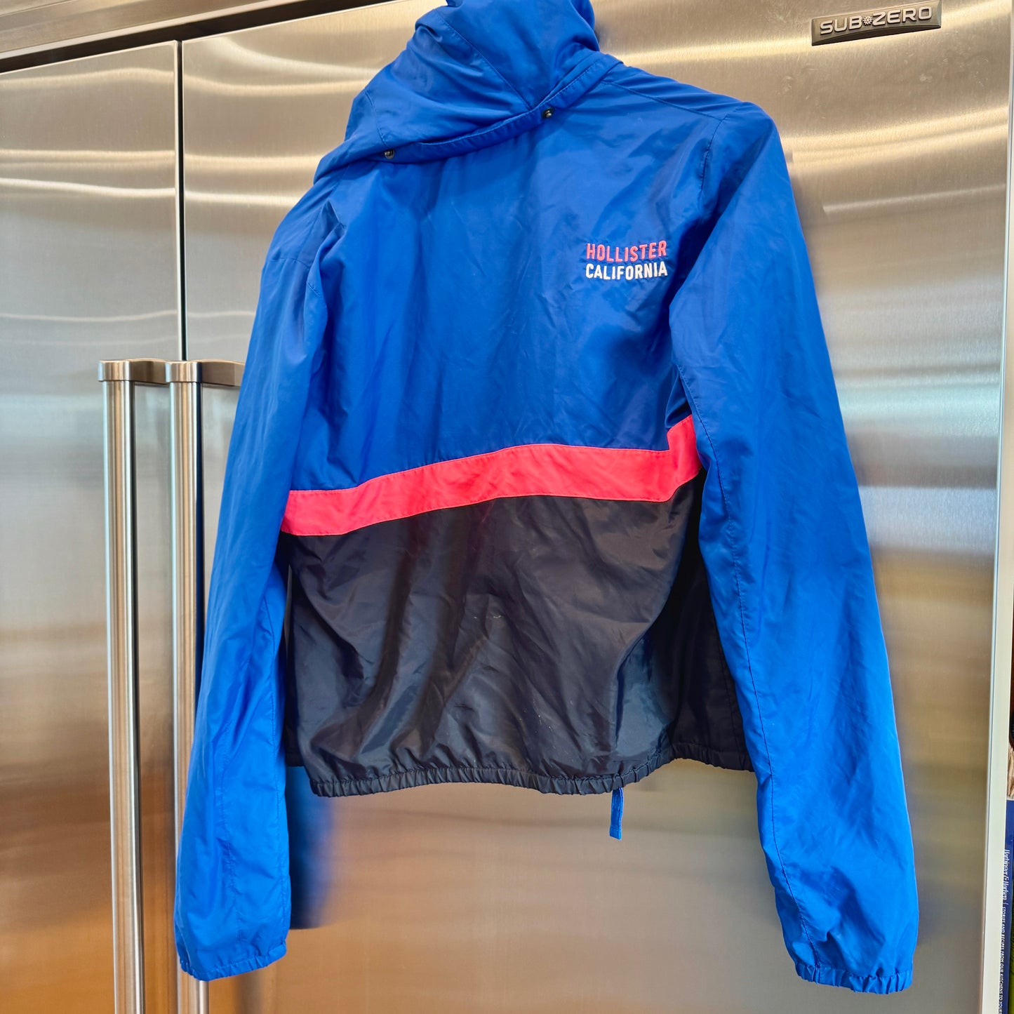 Hollister Windbreaker Jacket Blue Pink Black * Pre-owned *