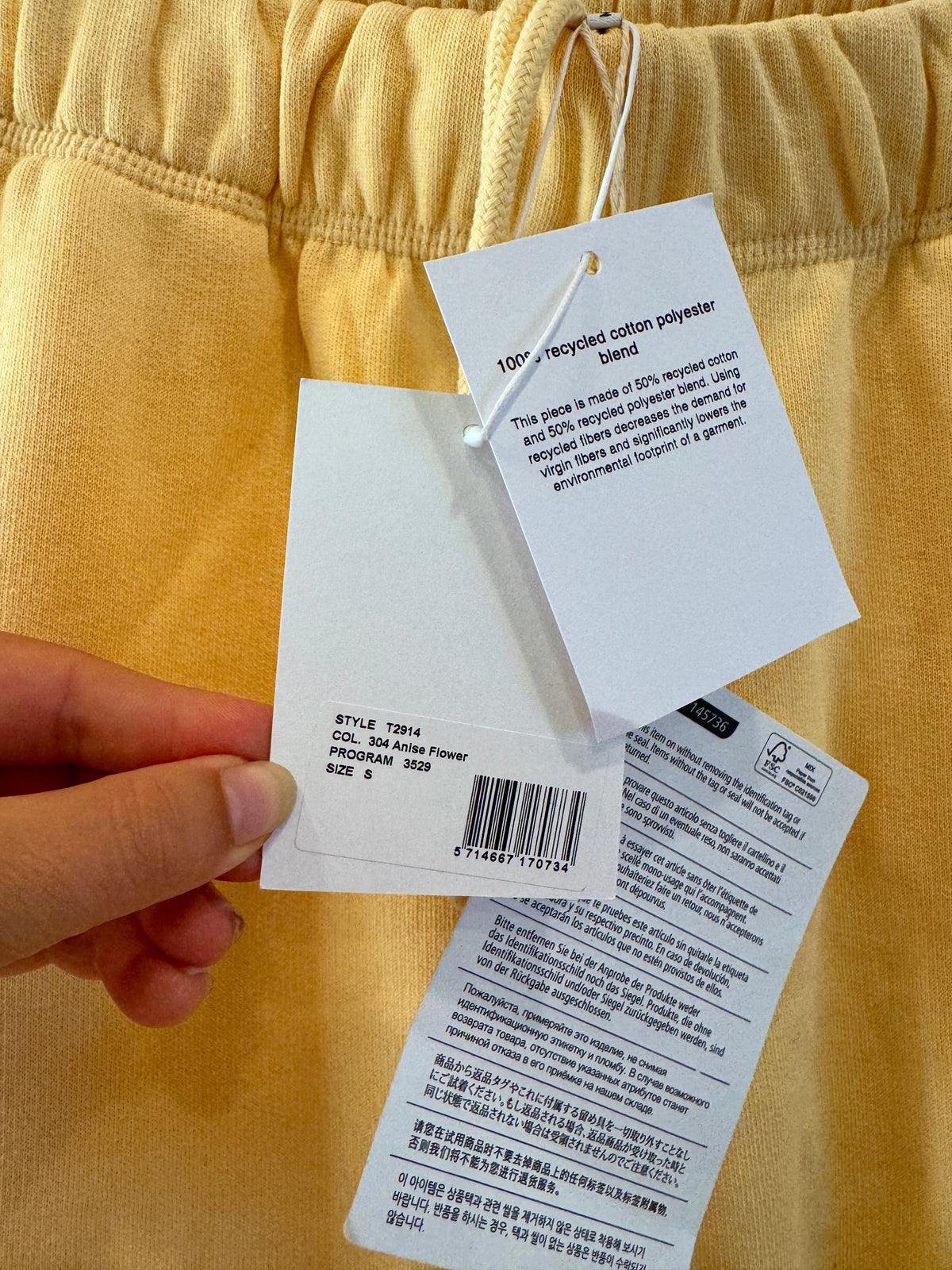 Ganni Isoli Sweatpants in Yellow French Terry Cotton with embroidered logo