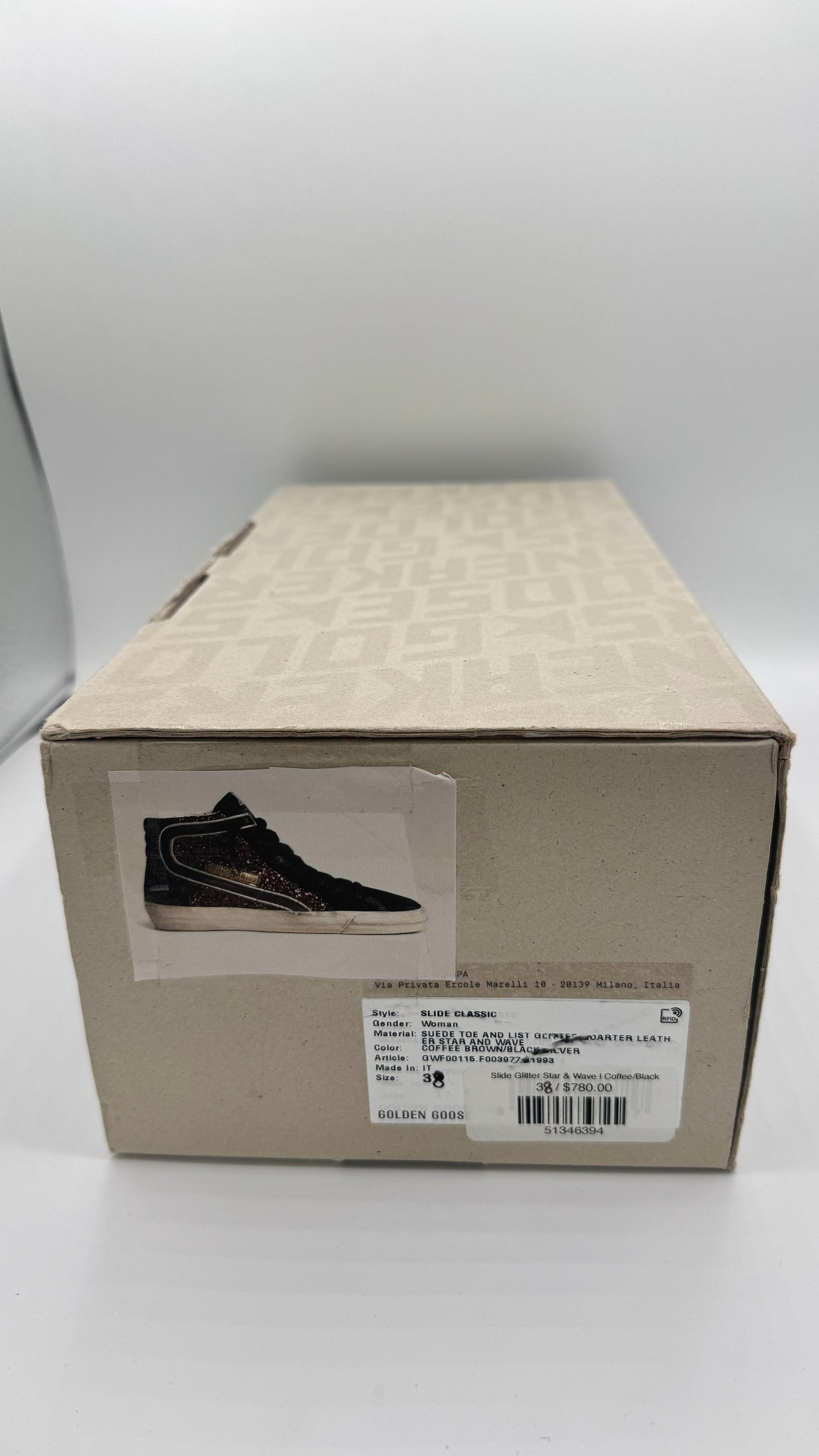 Golden Goose Sneakers Slide in Coffee / Black  Classic Star / Glitter Wave