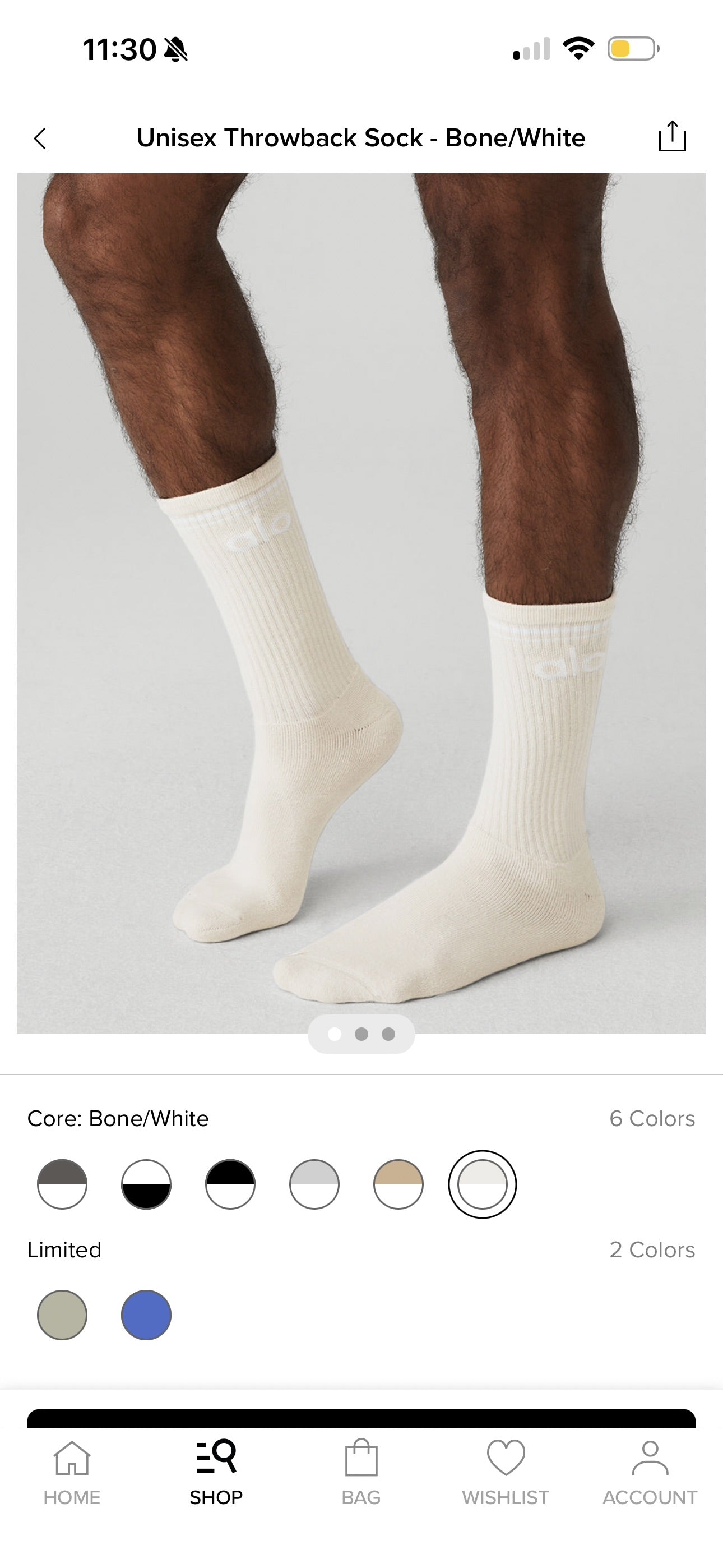 Alo Yoga (Bundle) Unisex Throwback Socks, 4x Pairs - Bone / White