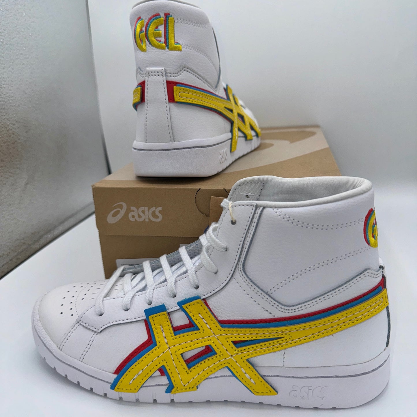 Asics Atmos ‘ 3 Strand ‘ Gel PTG MT White Yellow Blue Mid Sneaker Leather