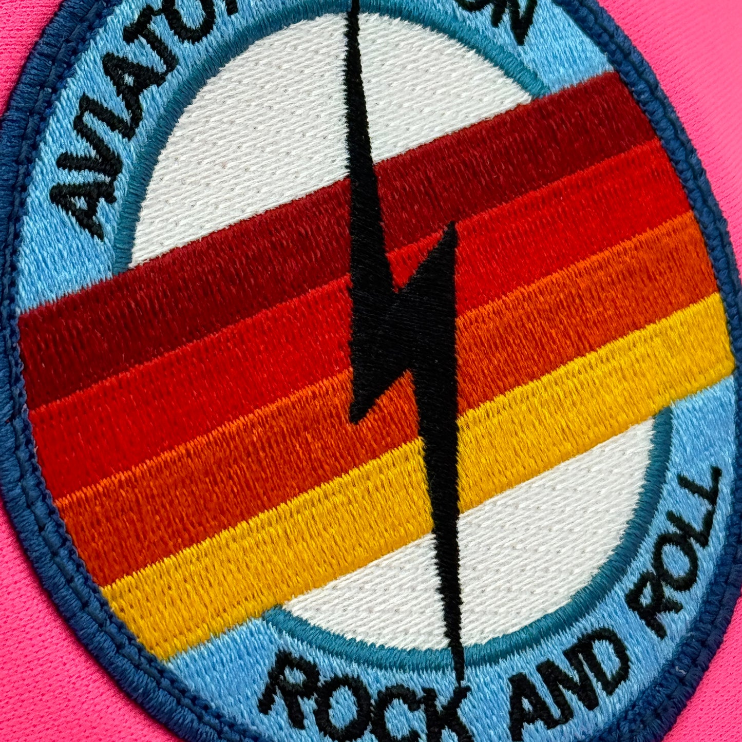 Aviator Nation Trucker Hat Classic , Rock and Roll Bolt Patch Logo Neon Pink