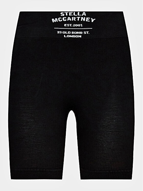 Stella McCartney Ribbed London Logo Cotton Cycling Shorts in Black / White