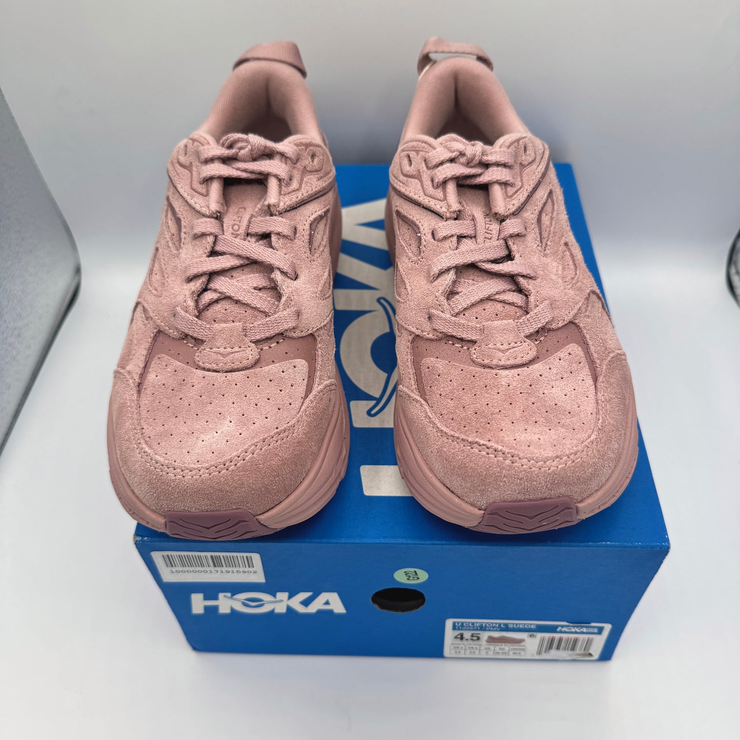 Hoka Clifton L Suede Unisex NEW Leather Athletic Shoes Pale Mauve Pink PMV