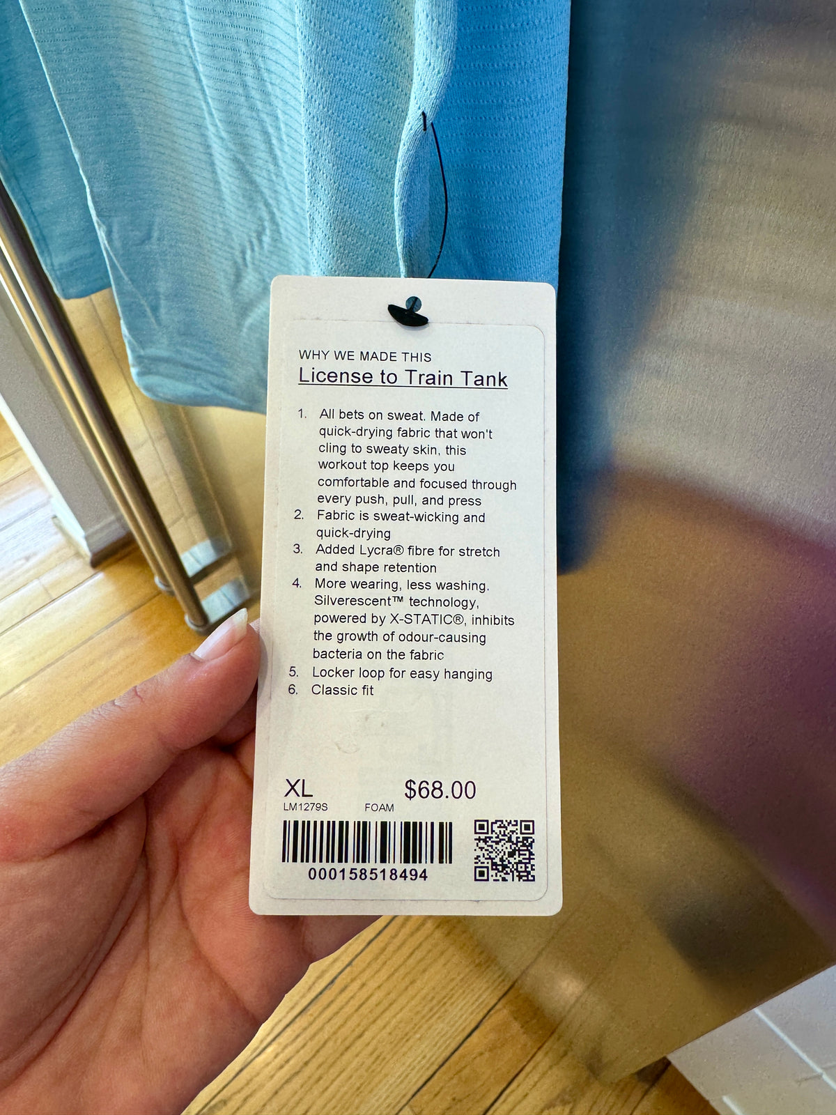 Lululemon License to Train Top , Mens Tank Top in Foam Cloud Blue