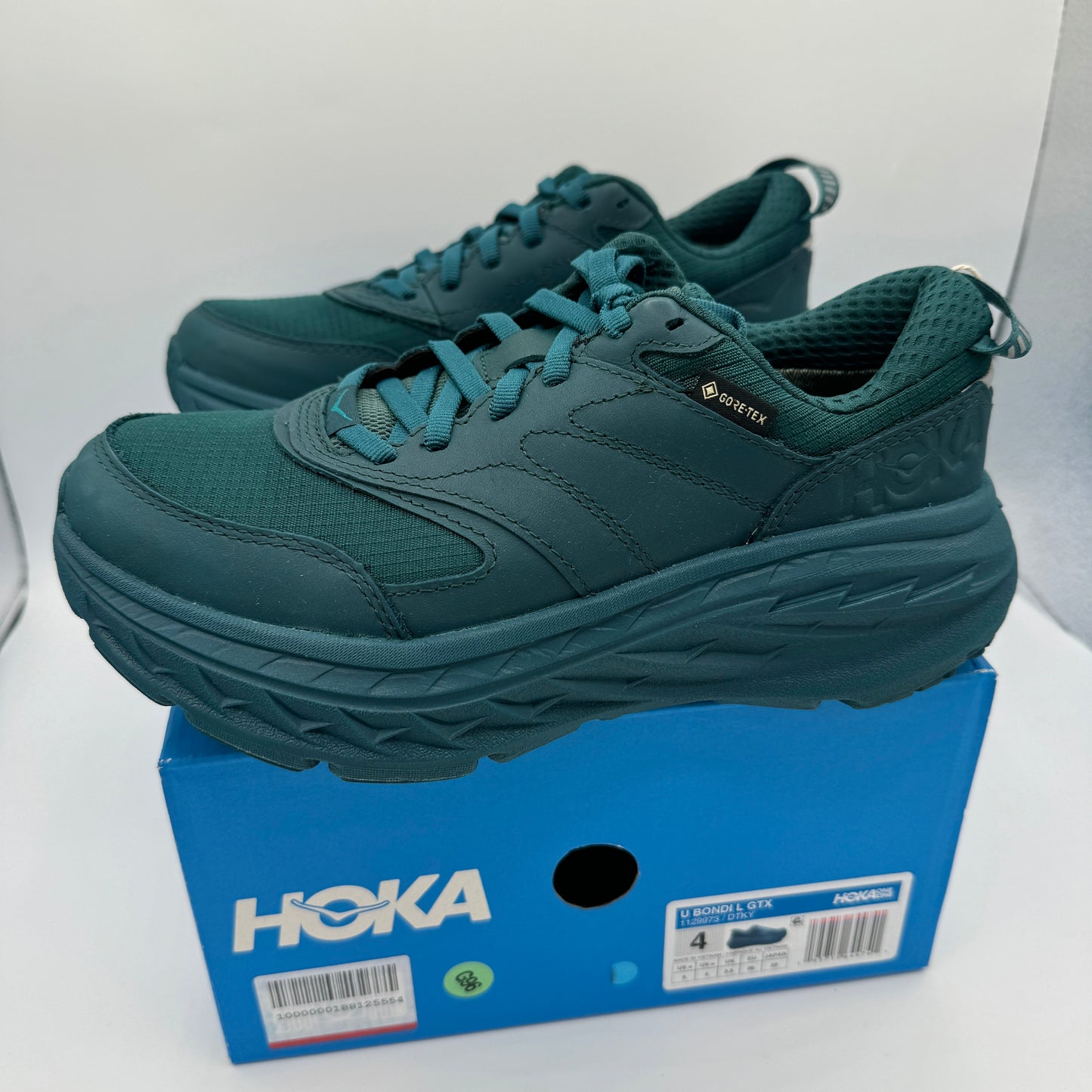 Hoka Bondi L Leather GTX GoreTex U Unisex , Deep Teal Kayak Blue Cushioned Shoes