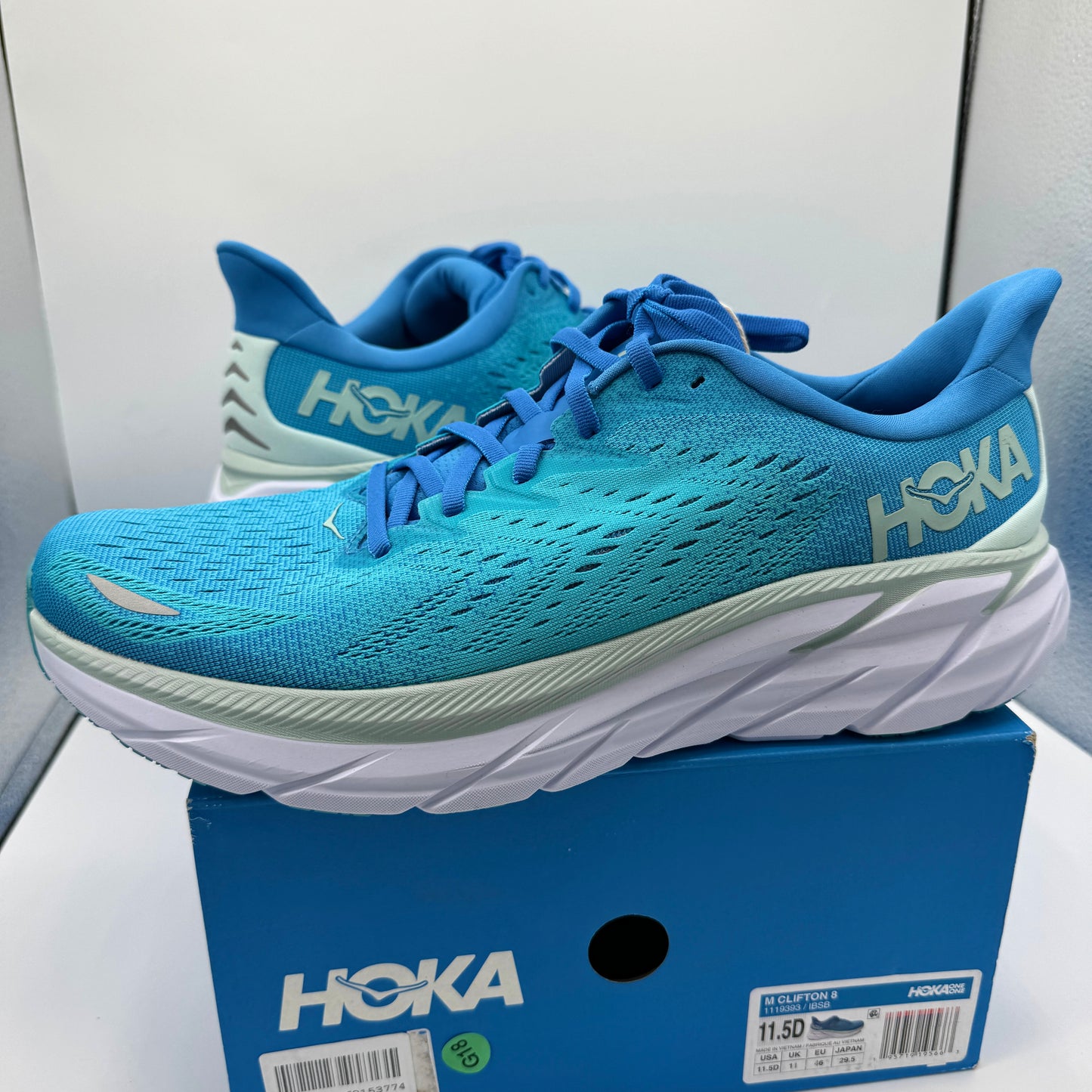 Hoka Clifton 8 Ibiza / Scuba Blue Running Shoes Aqua brand new hoka one one