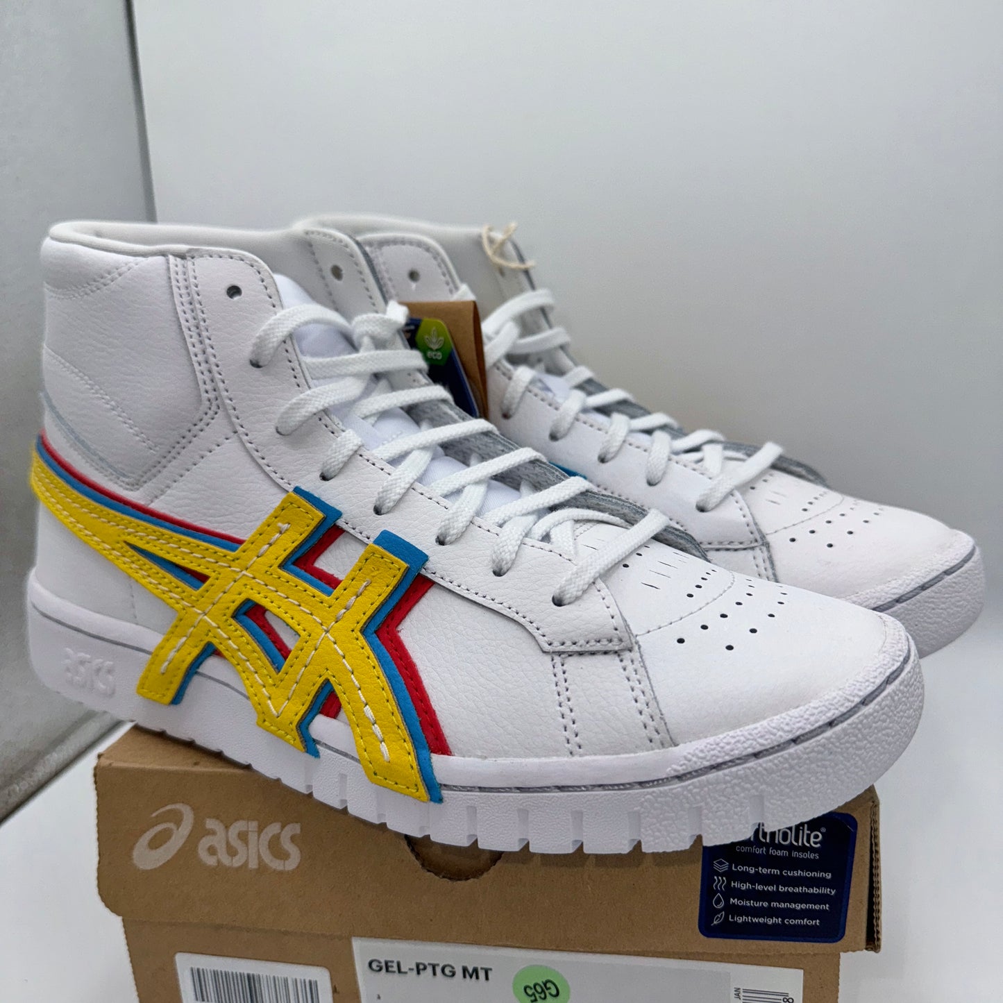 Asics Atmos ‘ 3 Strand ‘ Gel PTG MT White Yellow Blue Mid Sneaker Leather