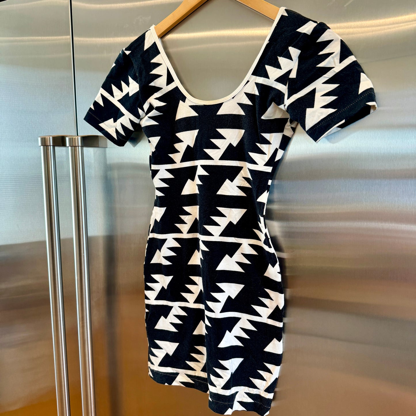 American Apparel Black and White Pattern Mini Bodycon Dress * Pre-owned