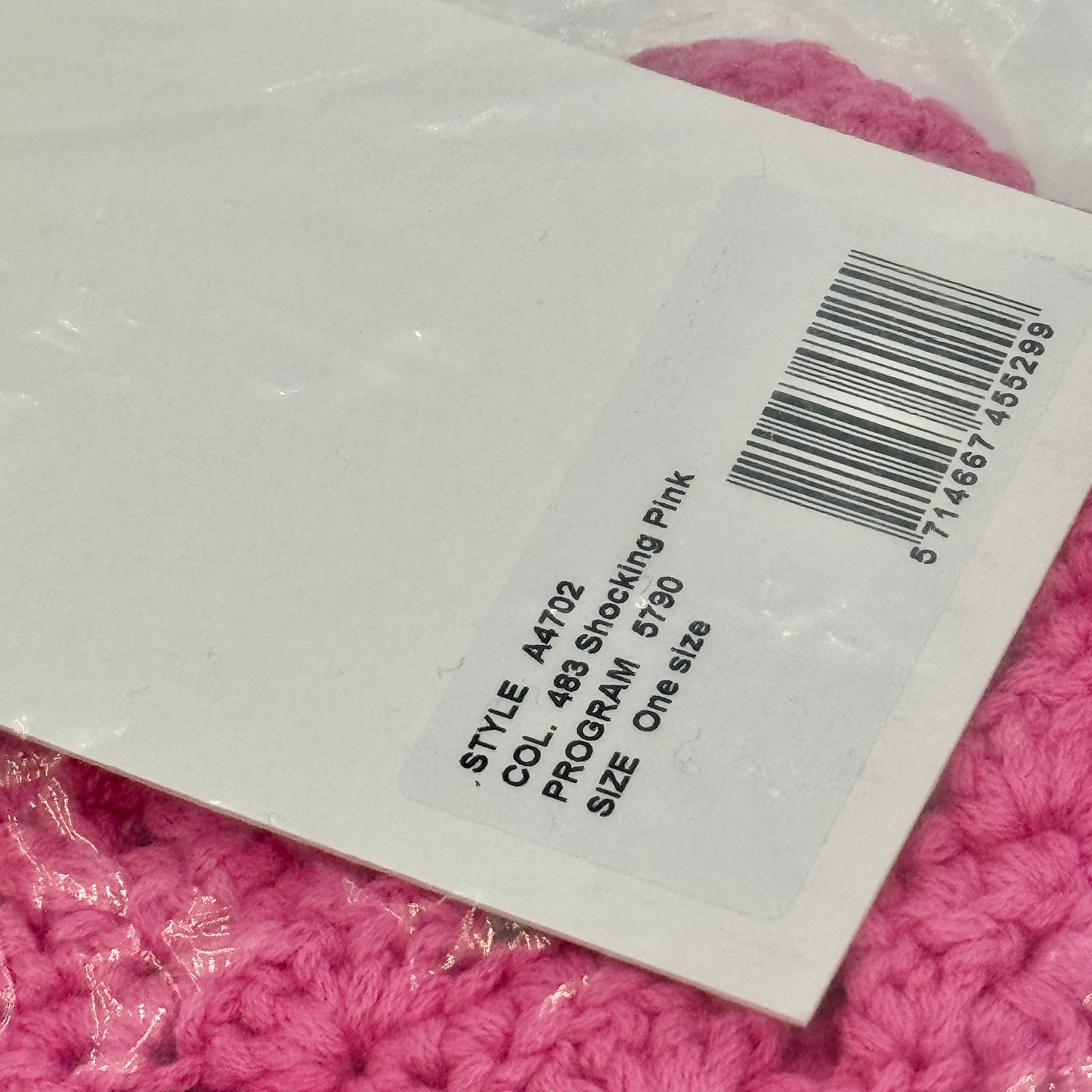 Ganni Pink Crochet Knit Bandana Shocking Pink Logo