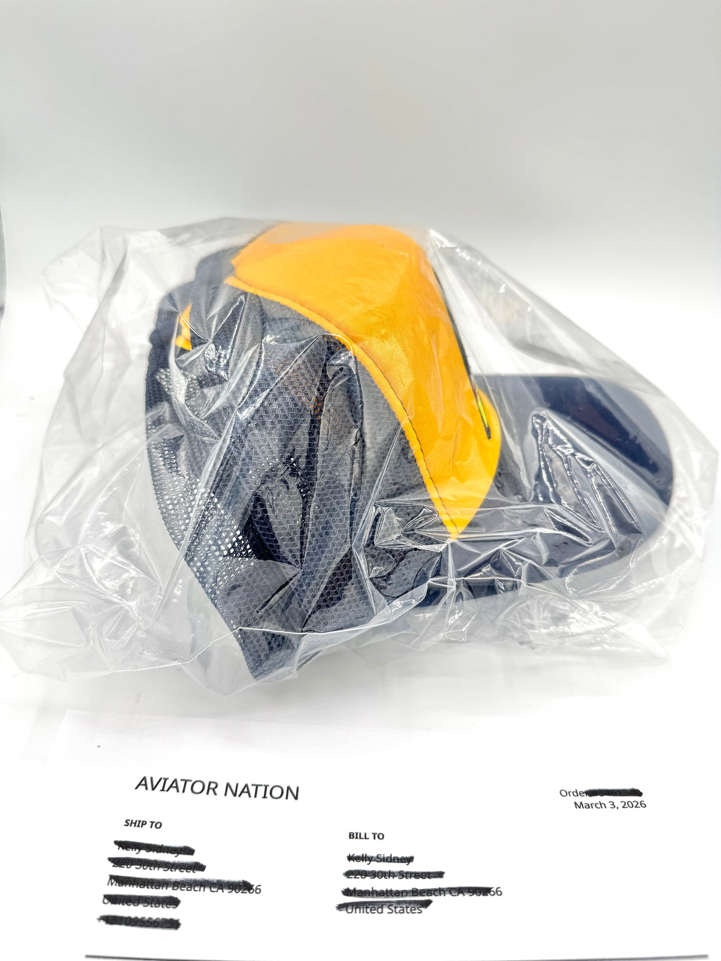 Aviator Nation Aspen Palm Tree Festival Trucker Hat - Navy / Gold