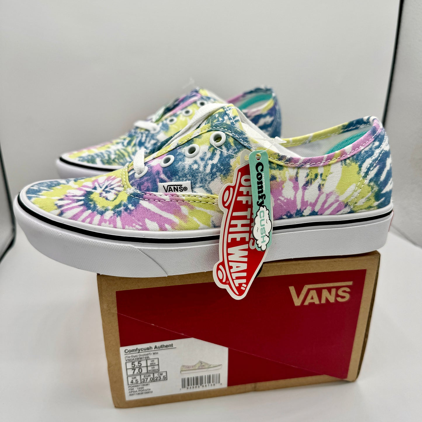 Vans Comfycush Authentic Low Classic Sneaker cushioned Tie Dye Orchid White