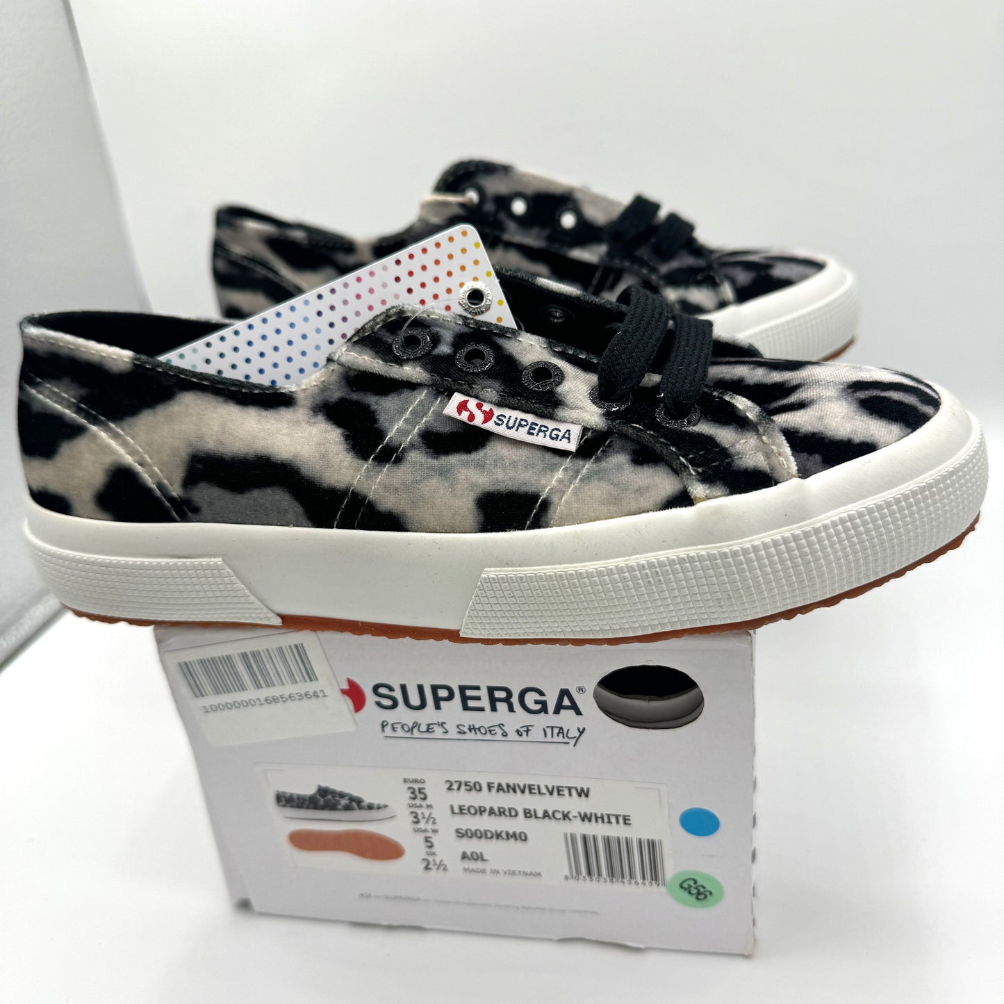 Superga Classic Low Velvet Leopard Cheetah Black White Sneakers Shoes Unisex