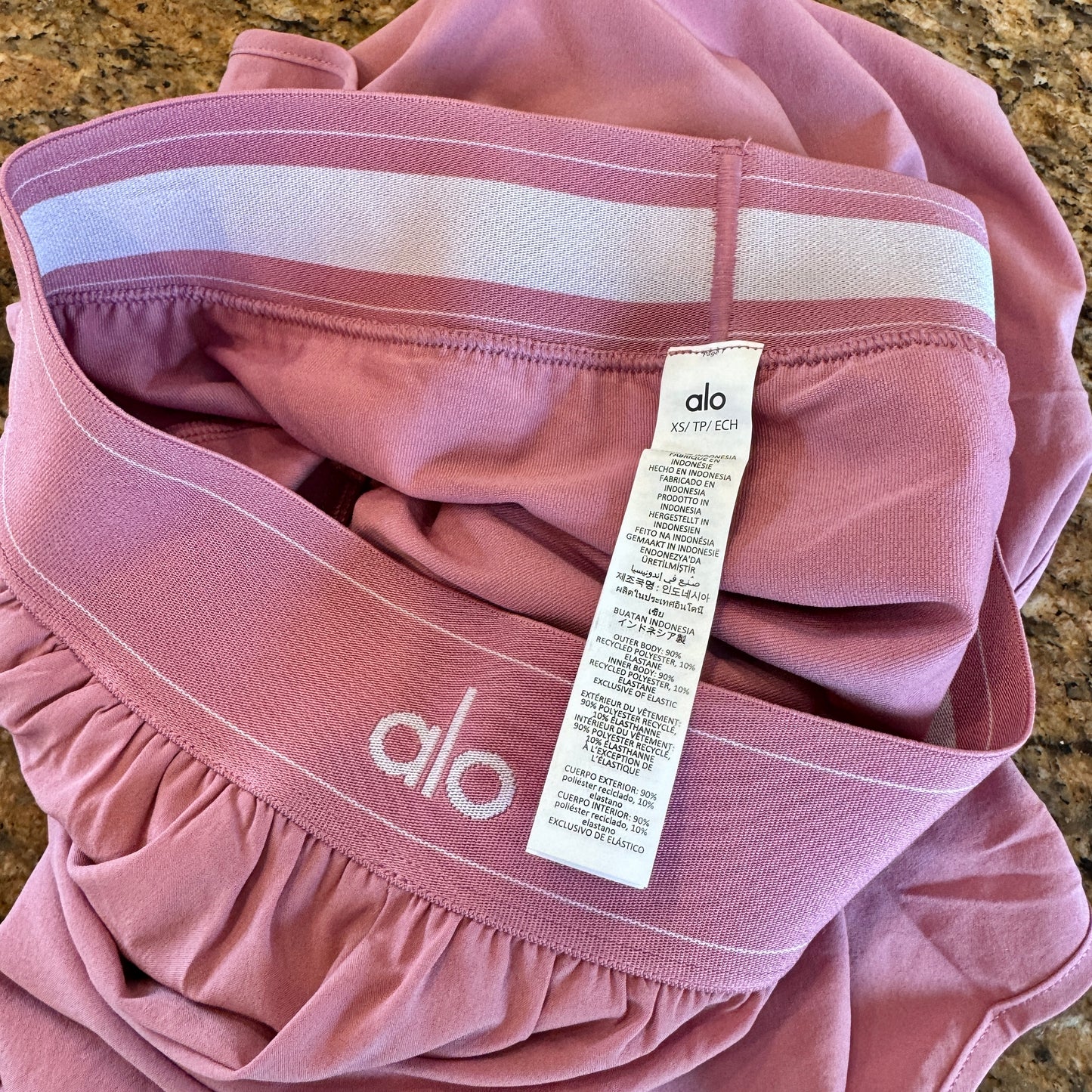 Alo Matching Set- Match Point Shorts and Seamless Ribbed Favorite Full Length Bra Tank Top in Pink Wild Rose