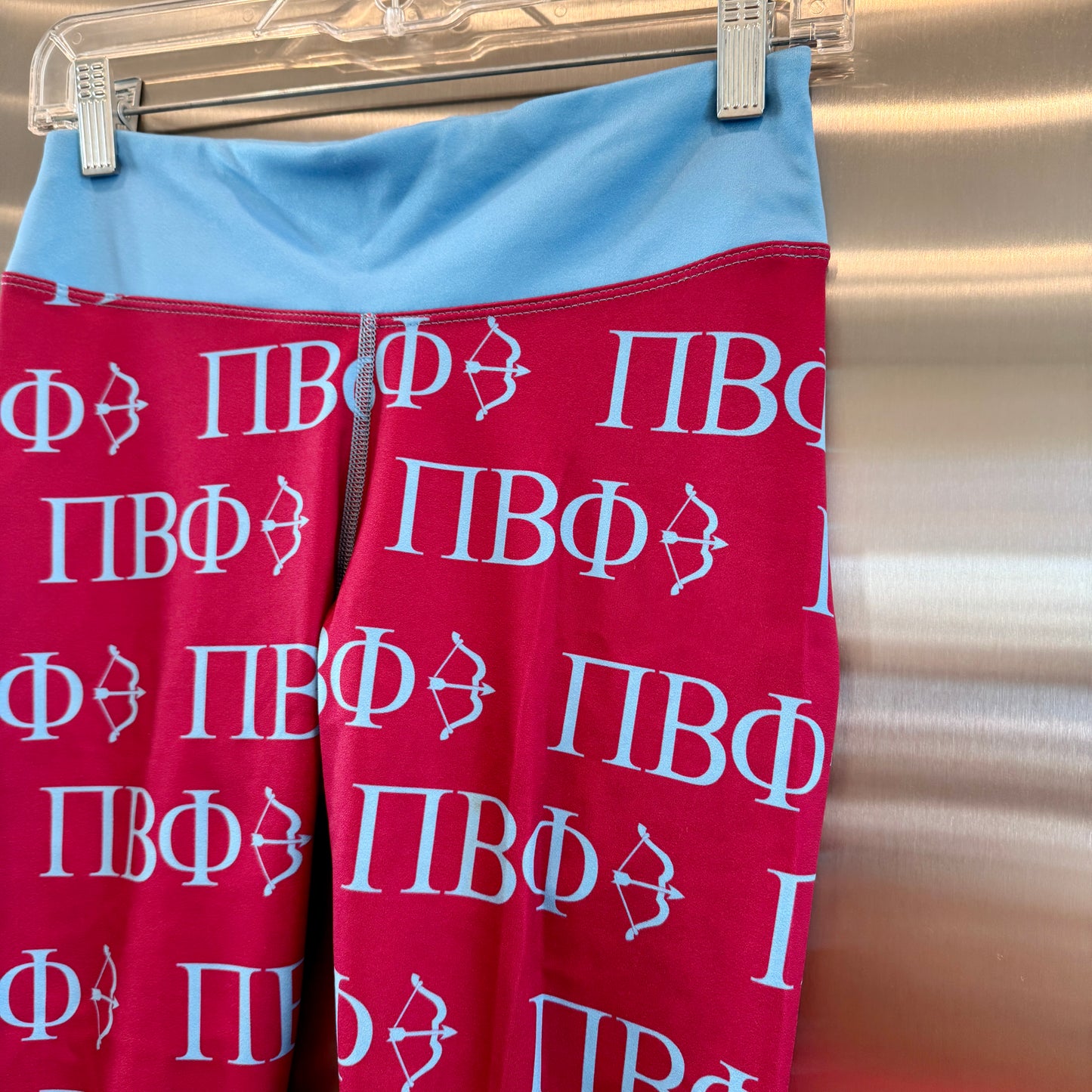 Pi Beta Phi Leggings Sorority Athletic Pants Wine Crimson / Silver Blue
