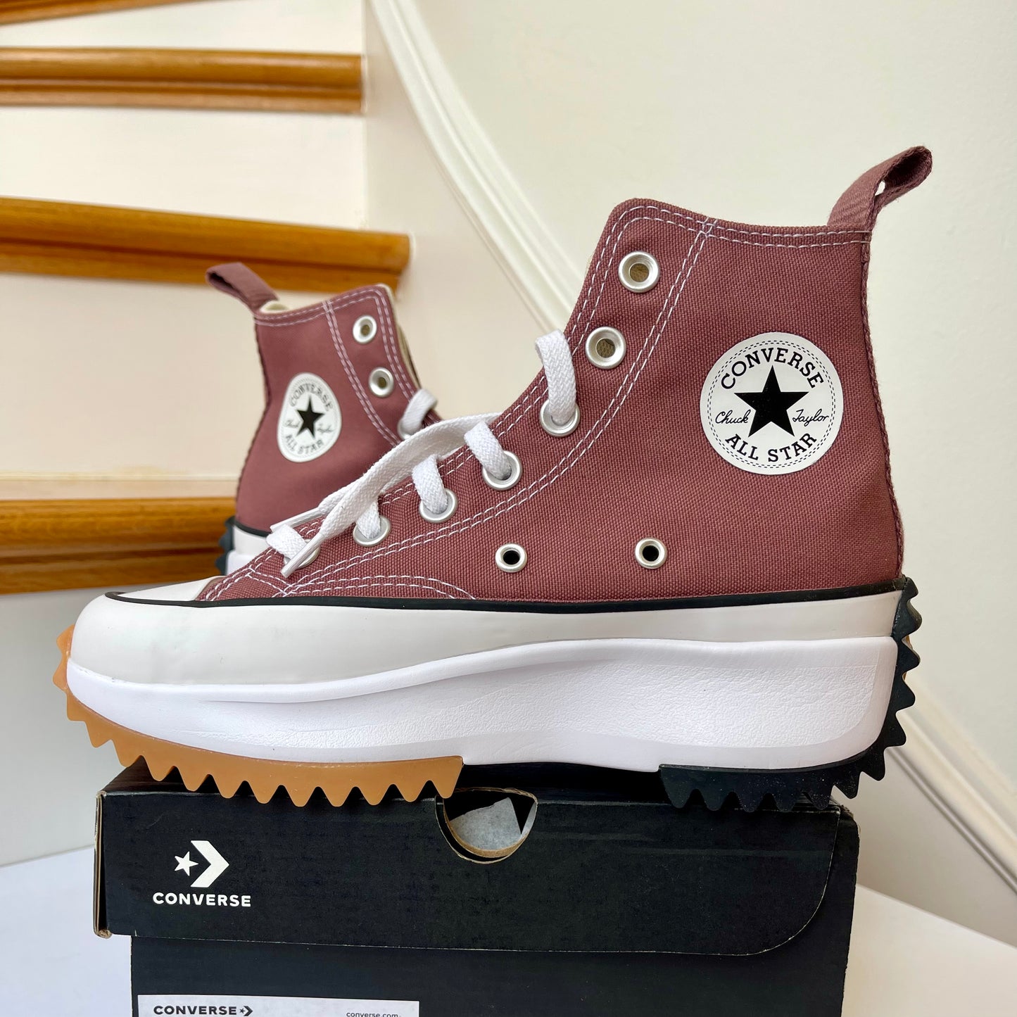 Converse Run Star Hike Platform in saddle high top Chuck Taylor sneaker