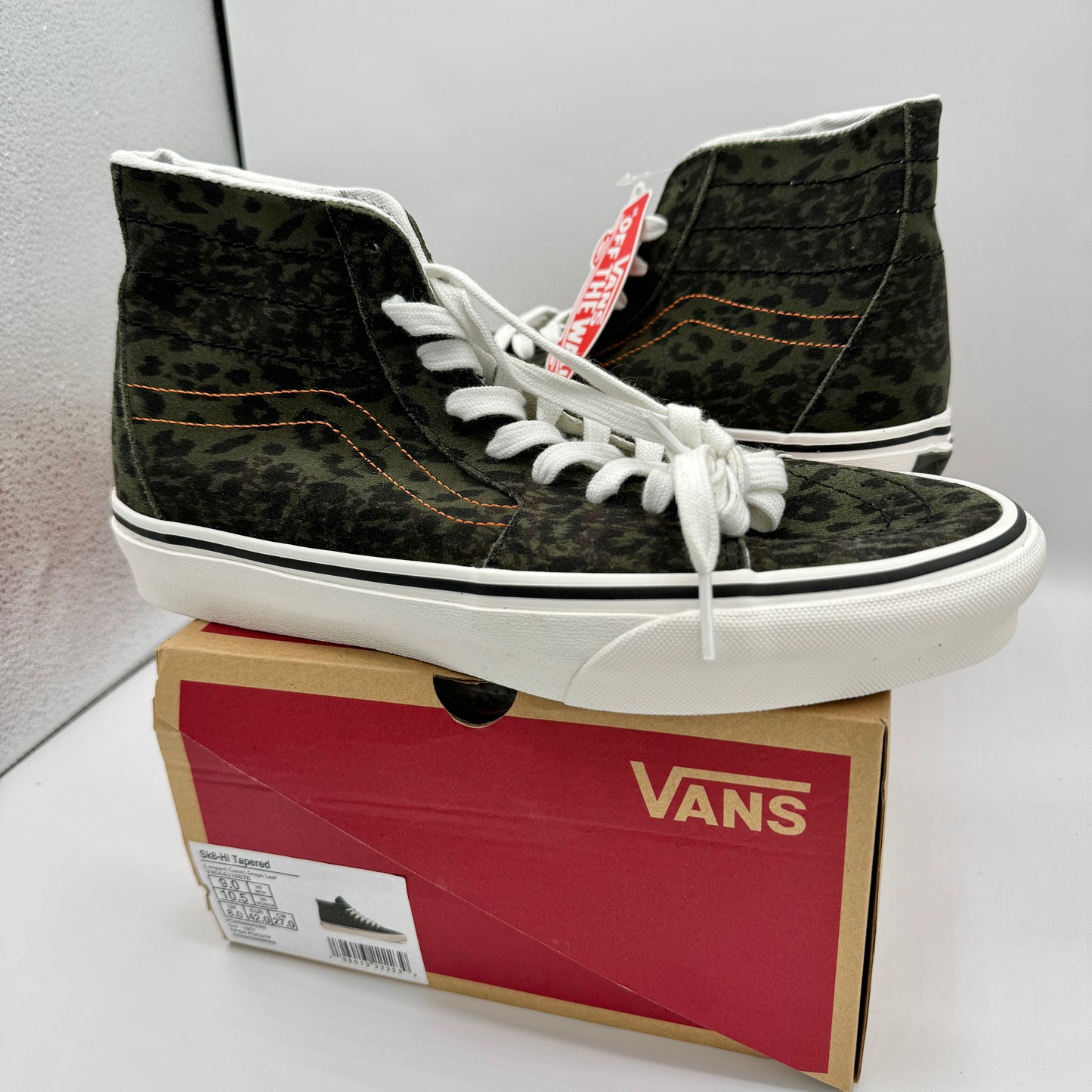 Vans Sk8 Hi Tapered Classic High Top Sneakers Green Leopard Camo Grape Leaf