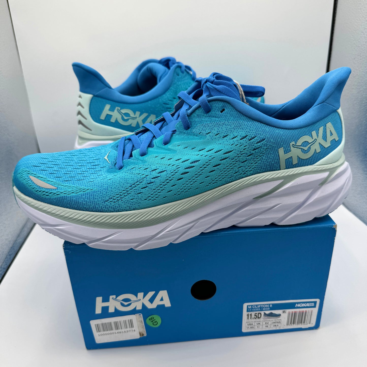 Hoka Clifton 8 Ibiza / Scuba Blue Running Shoes Aqua brand new hoka one one